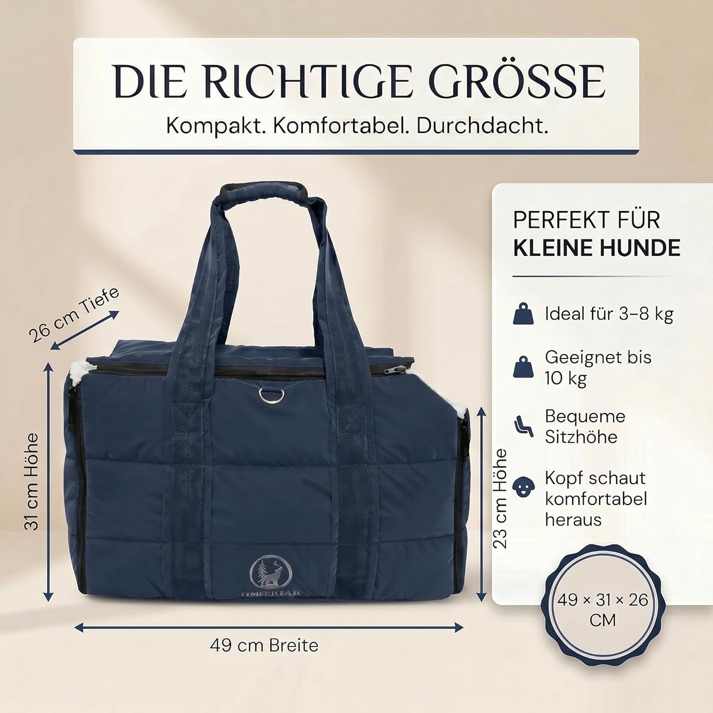 3-in-1 Hundetasche für kleine Haustiere, Navy Blau