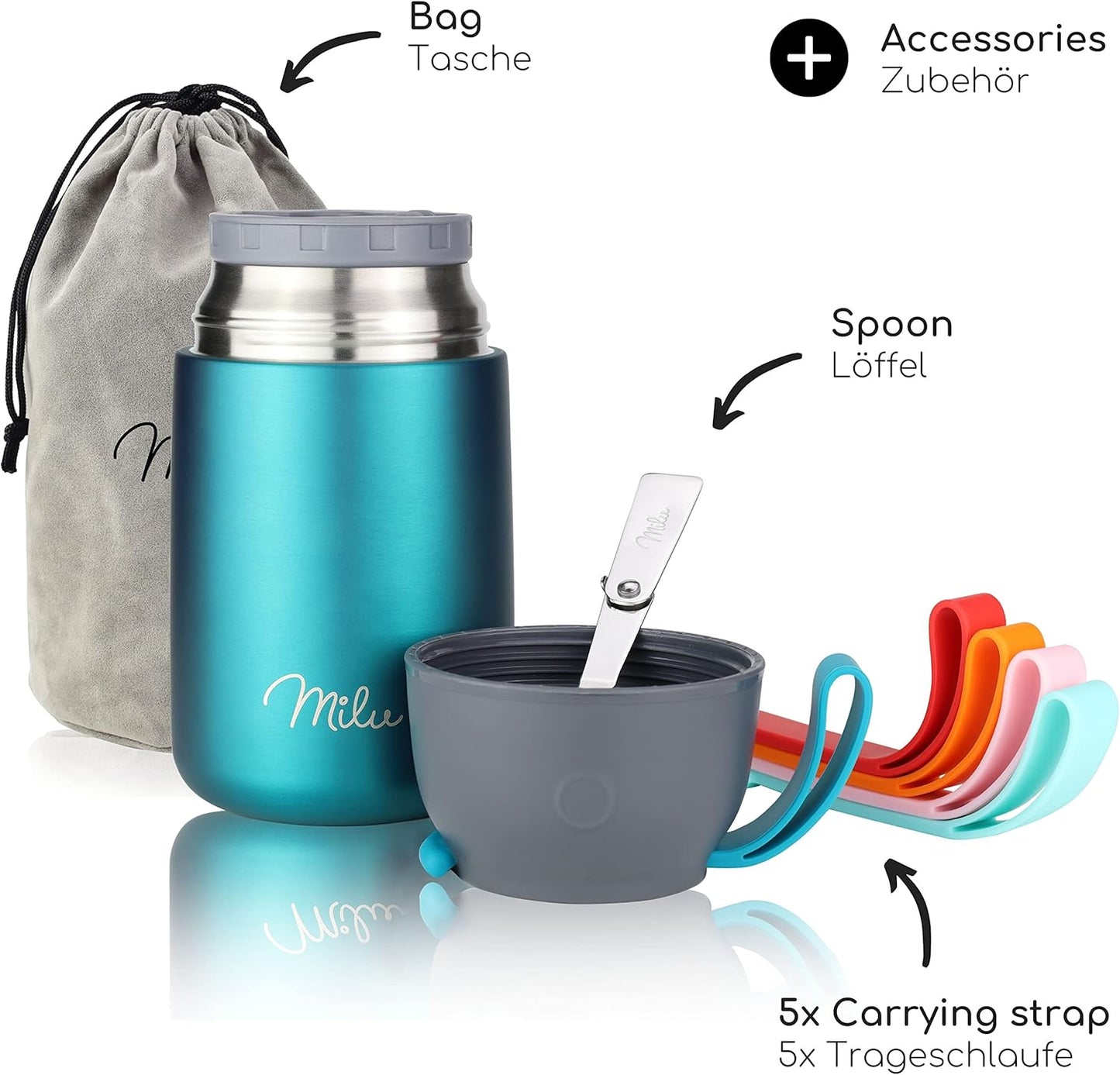 Thermobehälter mit Löffel, Grün / 800ml