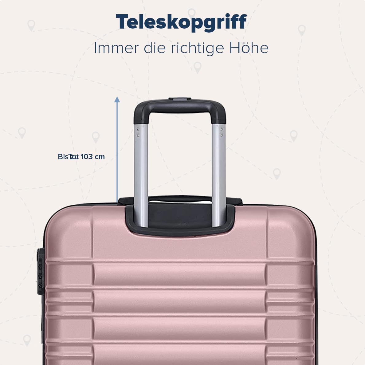 2-teiliges Kofferset mit Rollen, Small + Large Roségold
