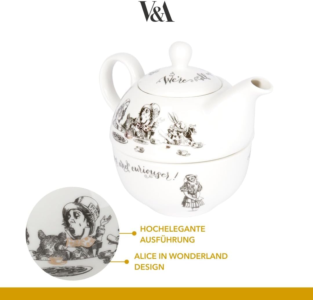Teekanne und Tasse - Alice im Wunderland, Vintage-Stil