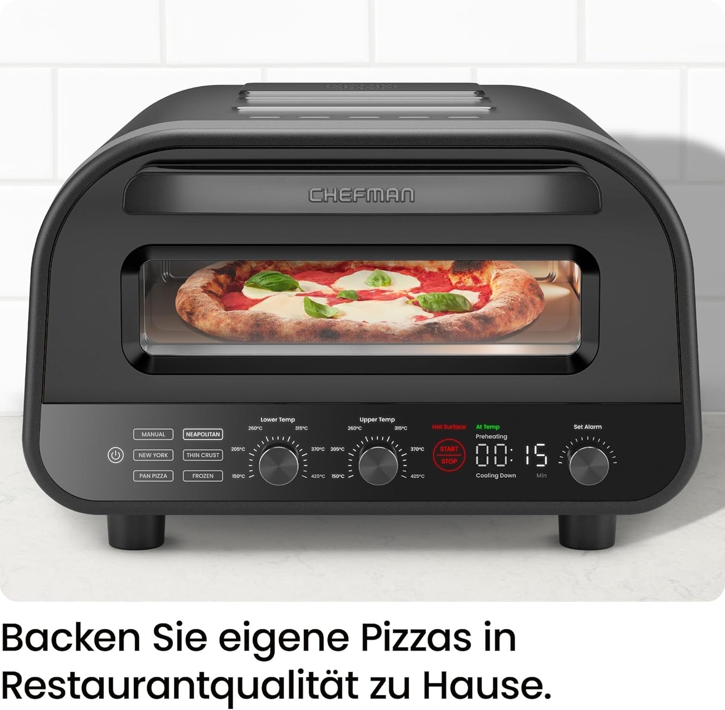 Pizzaofen mit Pizzastein & Pizzaschieber, Schwarz