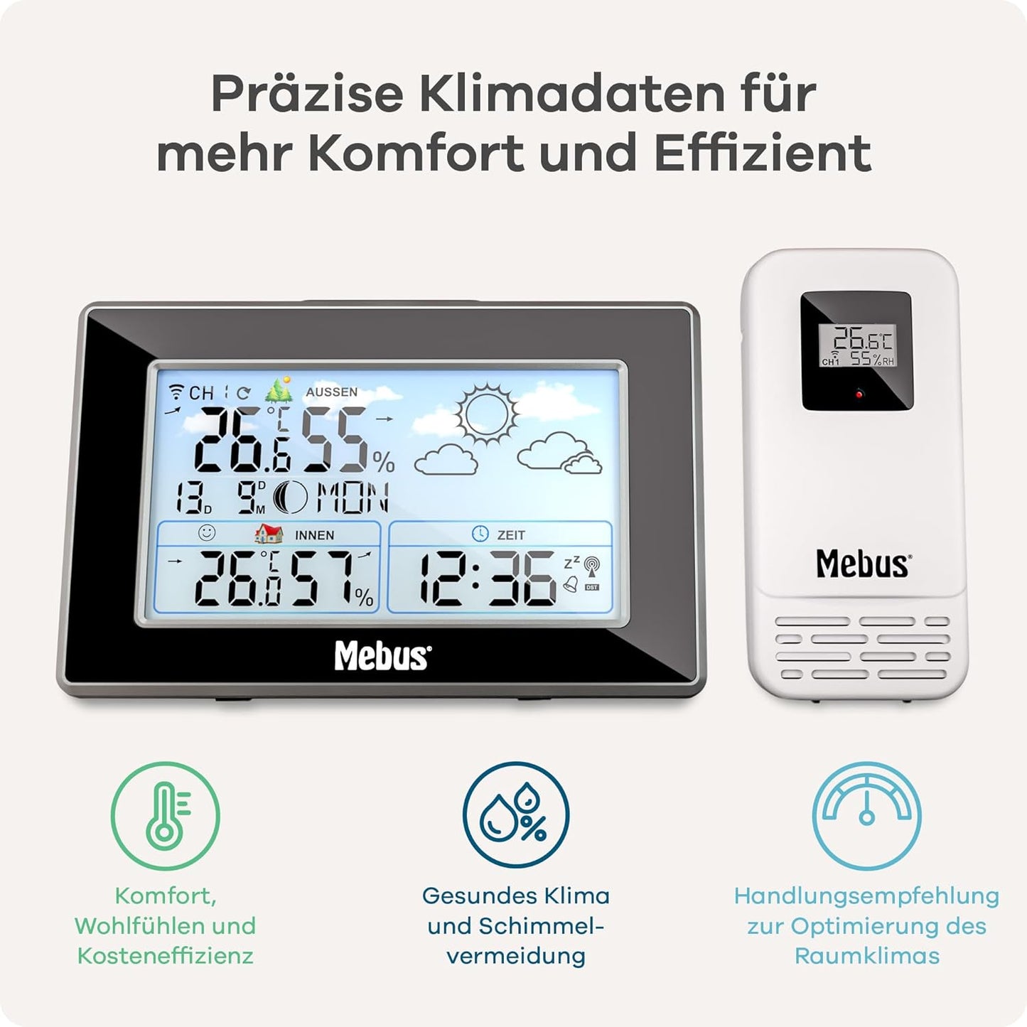 Wetterstation mit Aussensensor und Funkuhr 40917