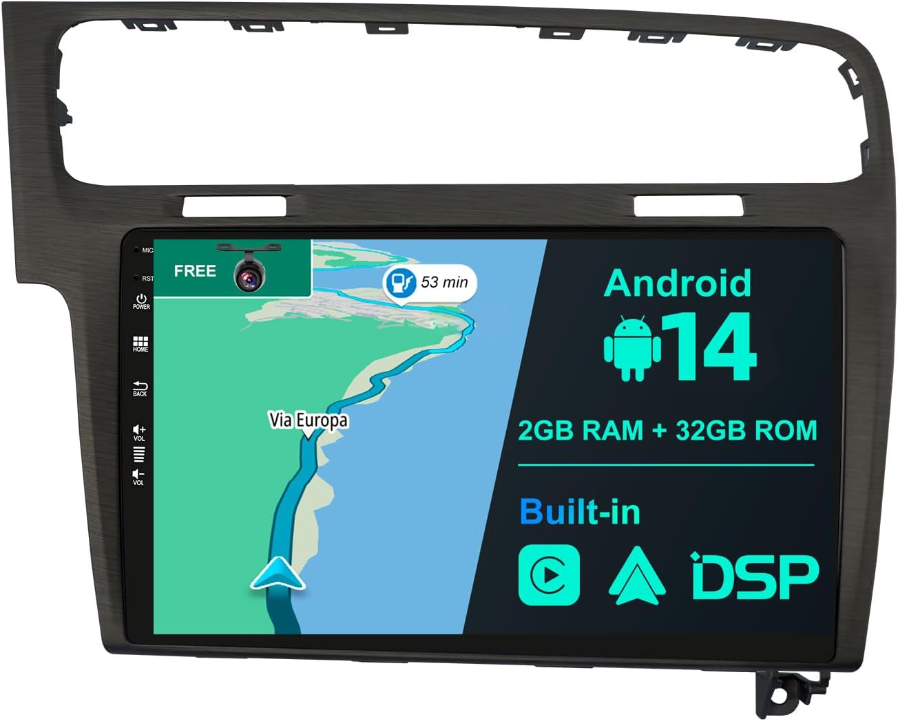 Android 10 Autoradio für Golf 7 mit Rückfahrkamera, 2G3G-Gris 25,7 cm