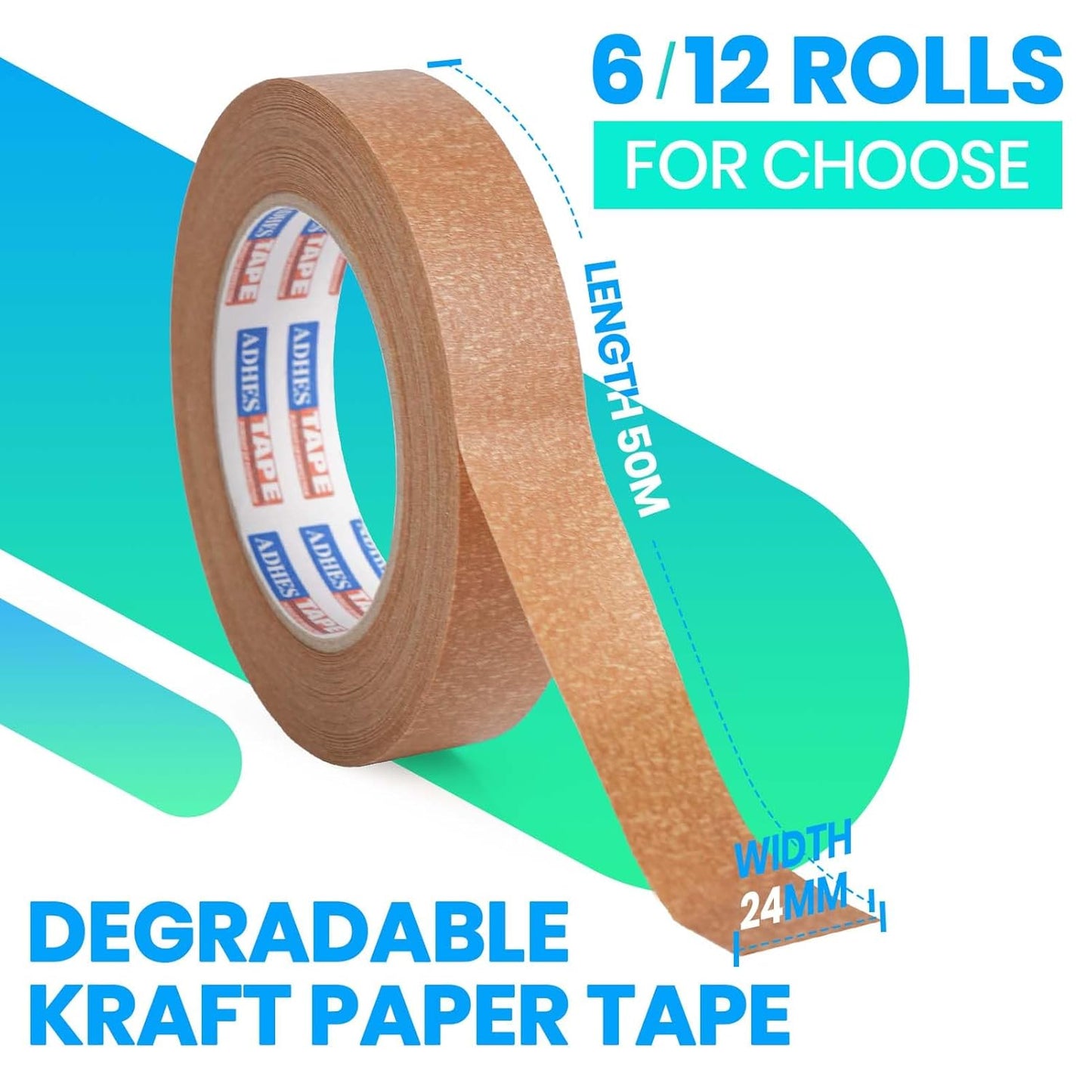 12er-Set Kraftpapierband, 24mm x 50m x 12 ROLL