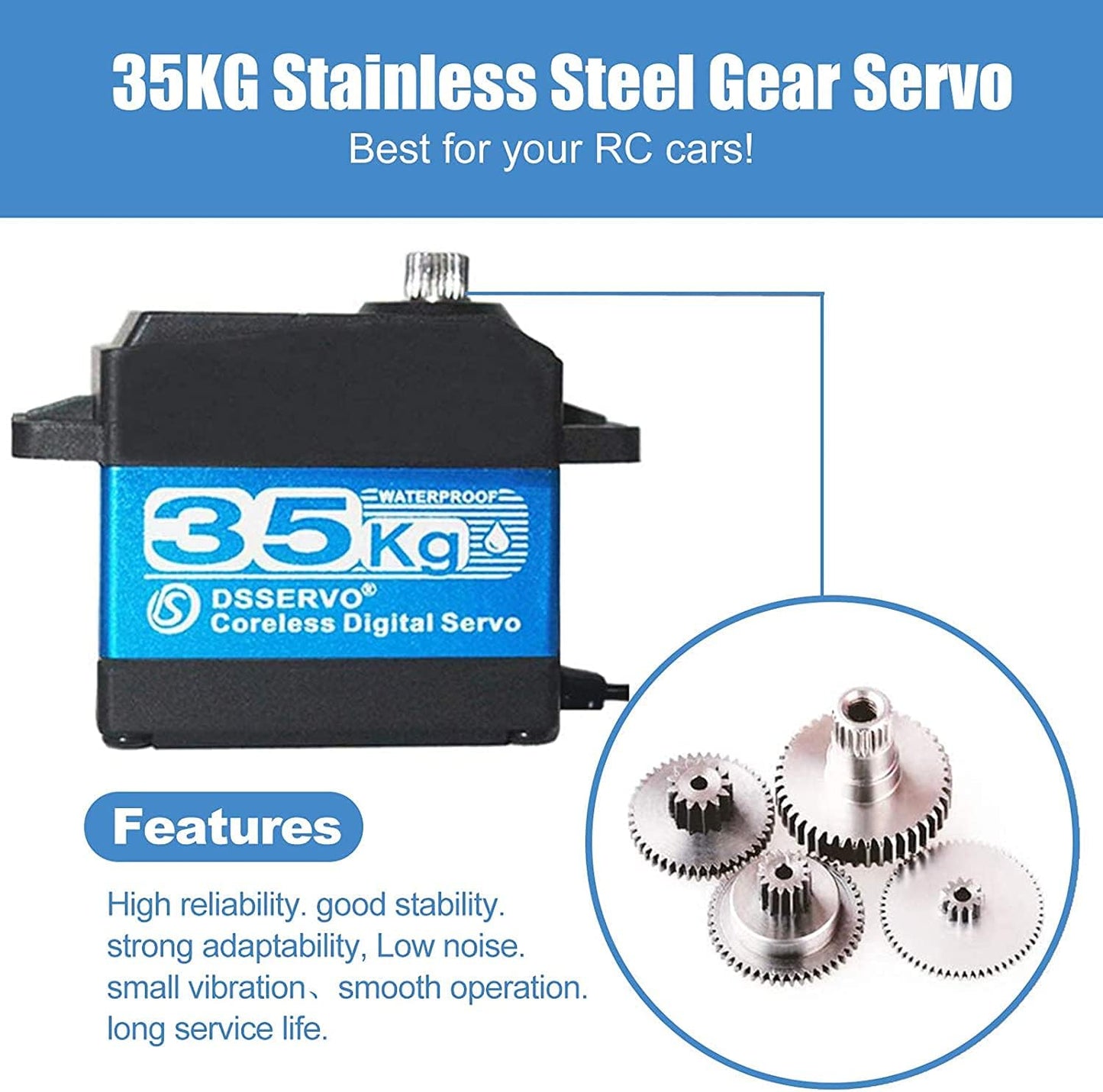 Kernloser Servomotor für RC Autos, 35KG-270°