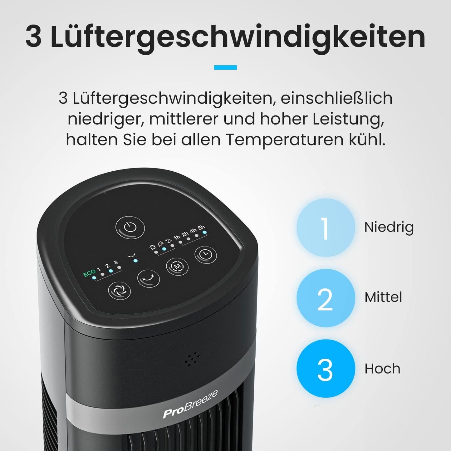‎PB-F04B ‎Noir Turmventilator, Schwarz