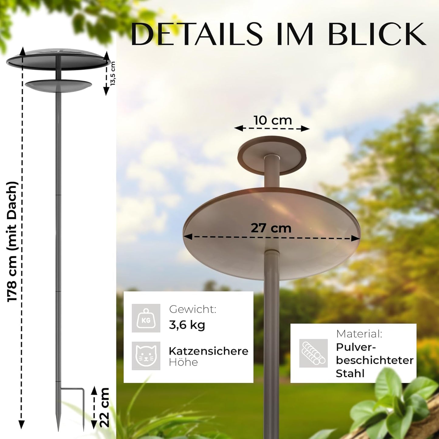 Vogelhaus mit Ständer, Anthrazit