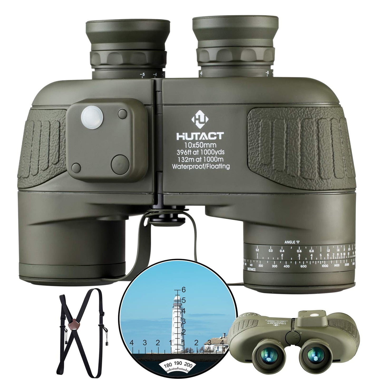 Fernglas 10x50 mit Entfernungsmesser und Kompass