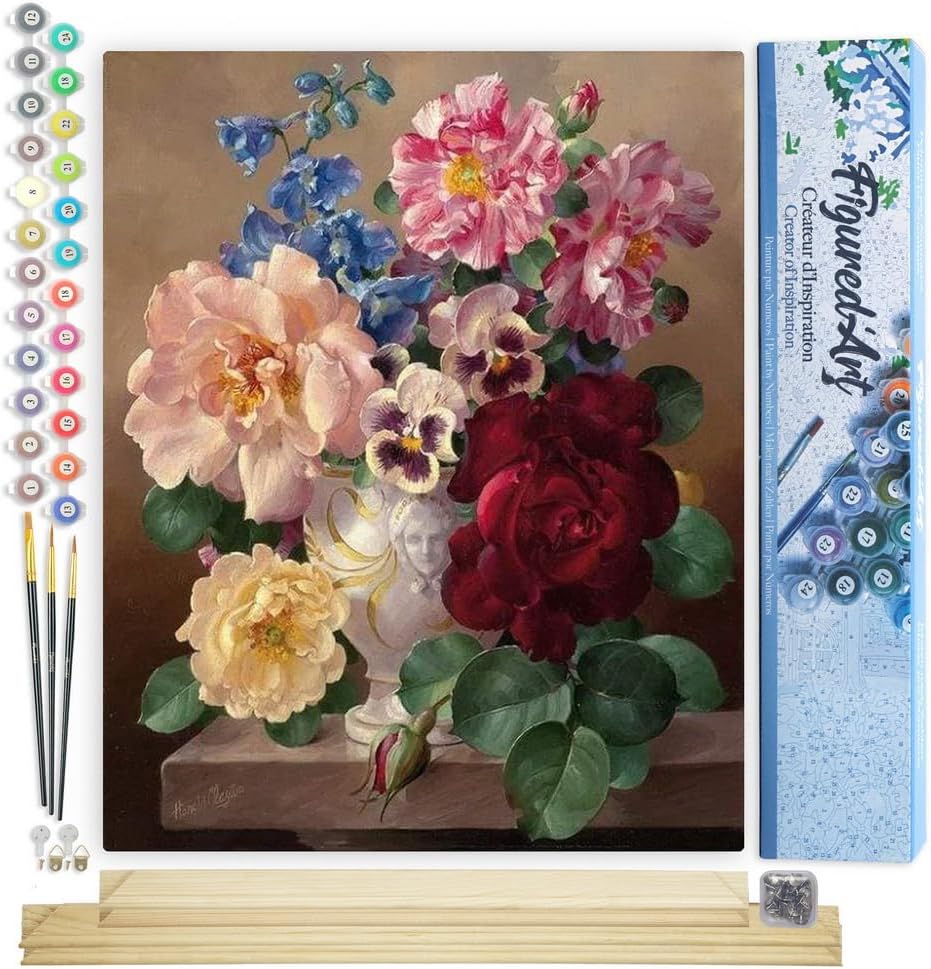 Malen nach Zahlen Set mit Rahmen Schöner Blumenstrauss, Schöner Blumenstrauß 40x50cm Mit Keilrahmen (nicht gespannt)