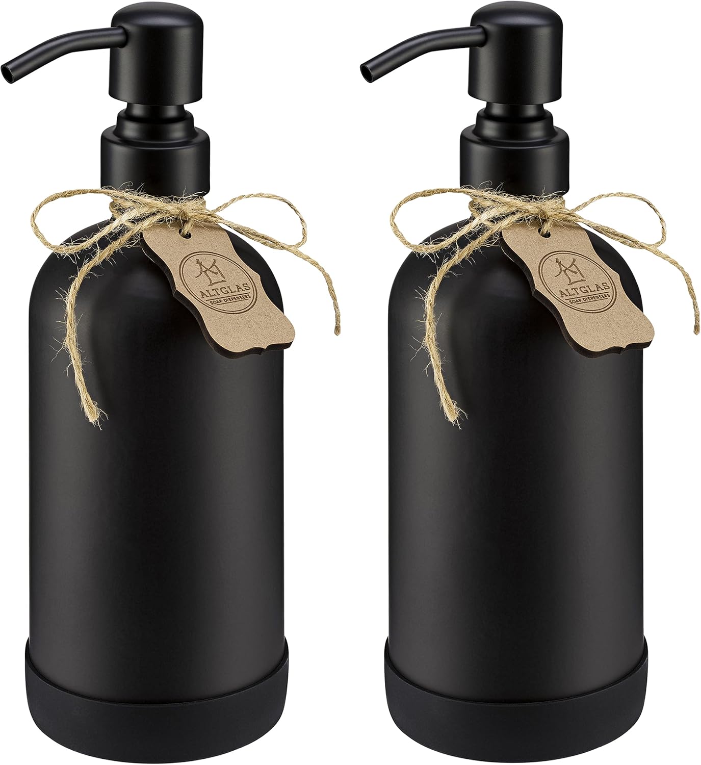2er-Set Seifenspender Sarajevo, 500 ml (2 Stück mit Untersetzer) Black Edition