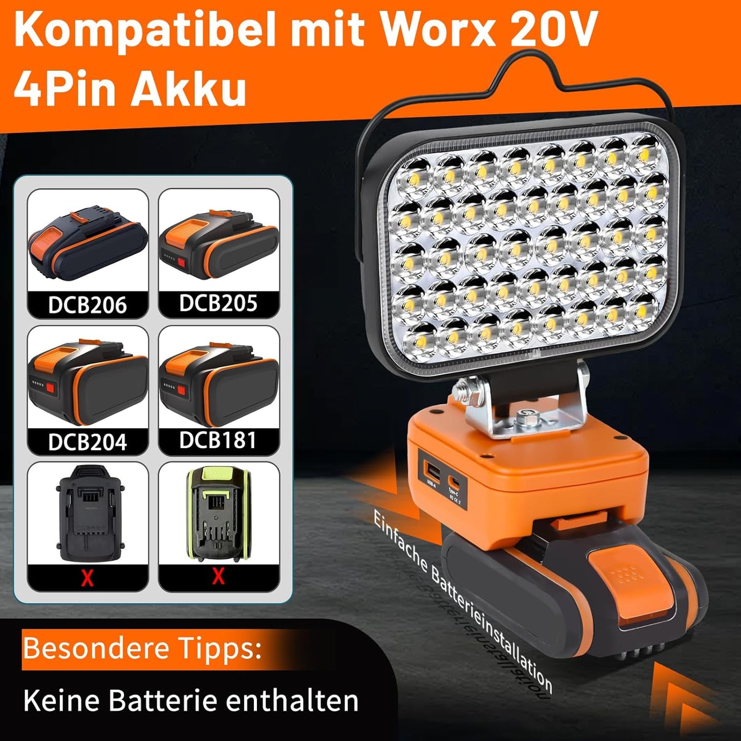 LED-Arbeitsleuchte, Orange