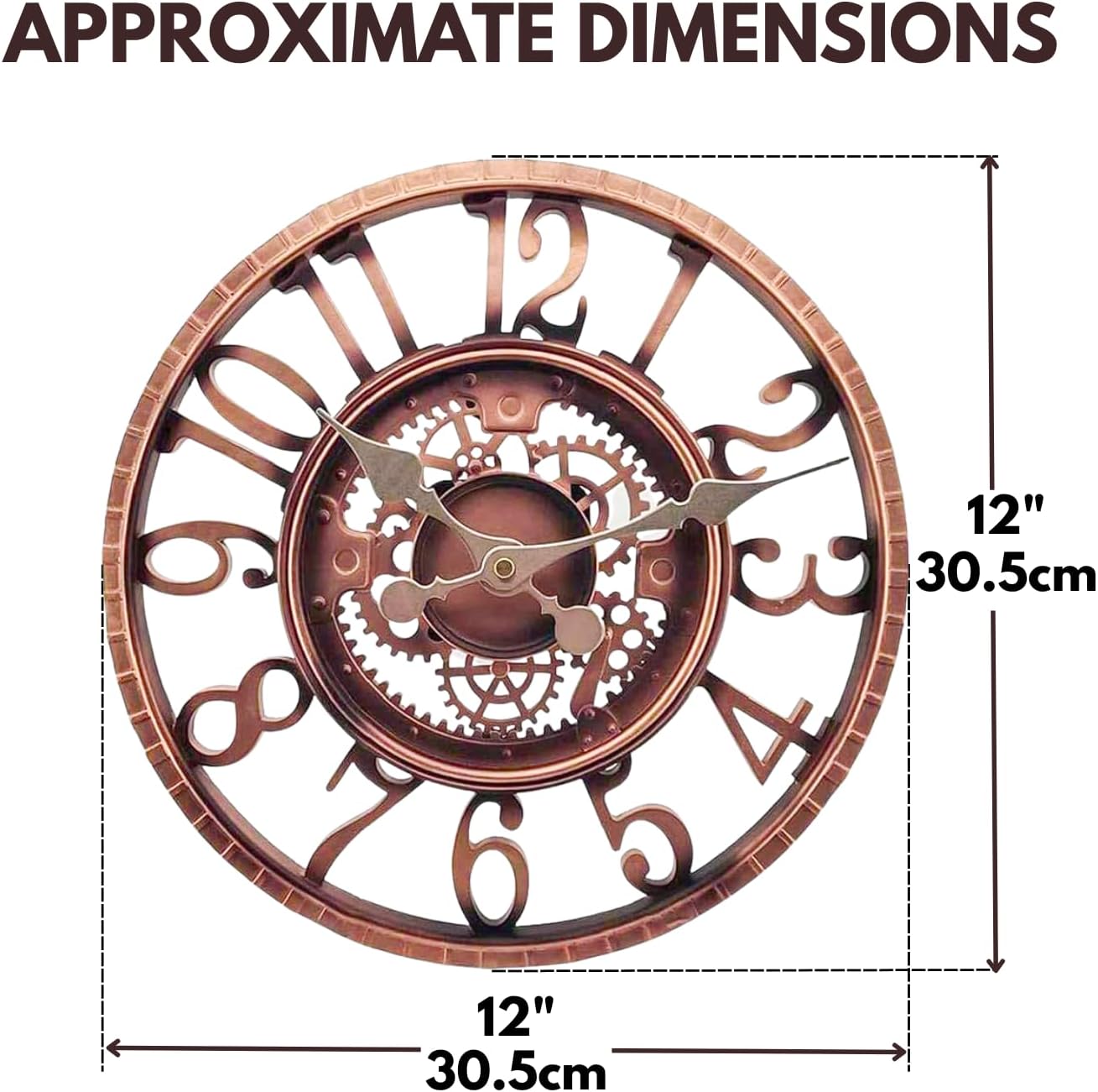 Wetterfeste Gartenuhr, Bronze Face Ouverte 30 Cm Horloge (Gclock6)
