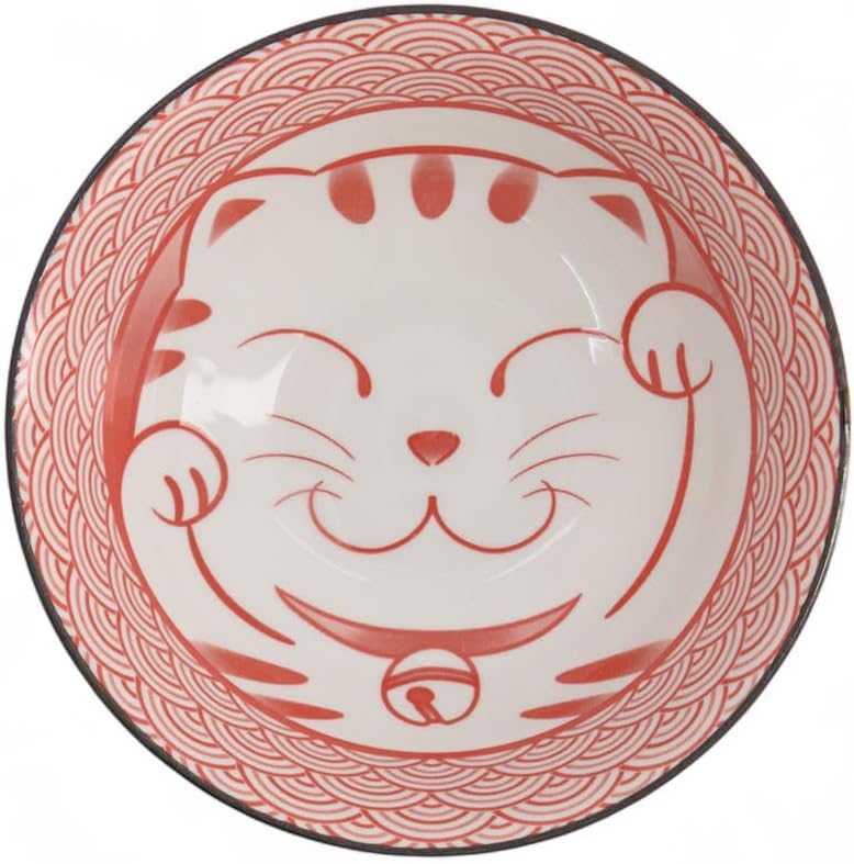 Ramen-Schüssel mit Katzen-Design, Lucky Cat Neko Red 20x8cm 1000ml
