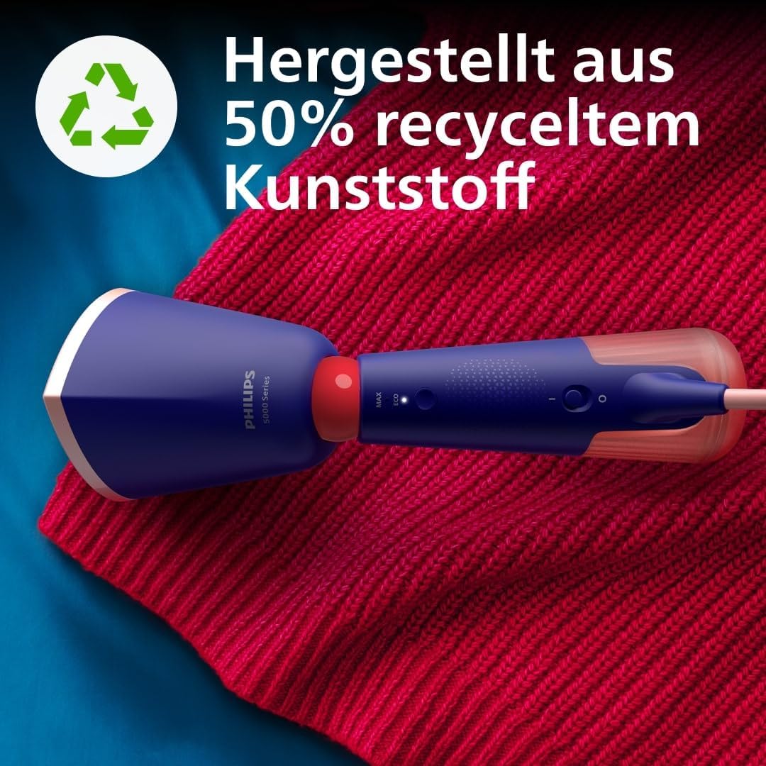 5000-Serie Dampfglätter mit Zubehör & Eco-Modus, 3x Zubehör, marineblau