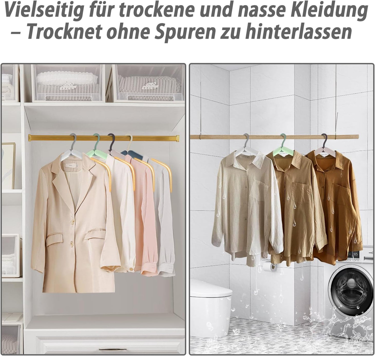 4er-Set Faltbare Reisebügel mit Aufbewahrungstasche, Grau Grün Fleisch Blau