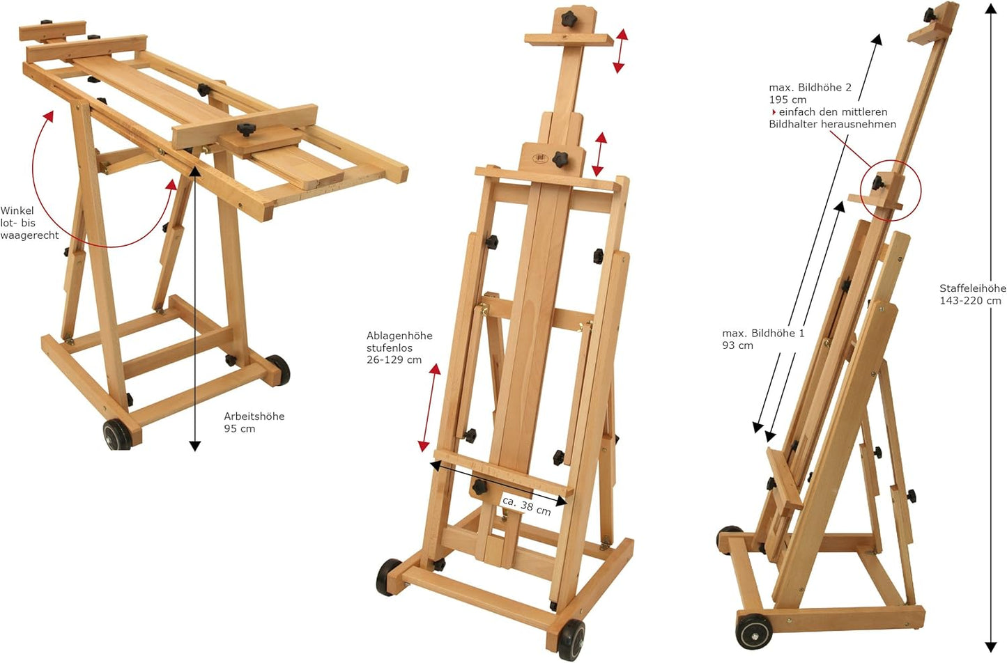 Atelier-Staffelei 131 für Keilrahmen