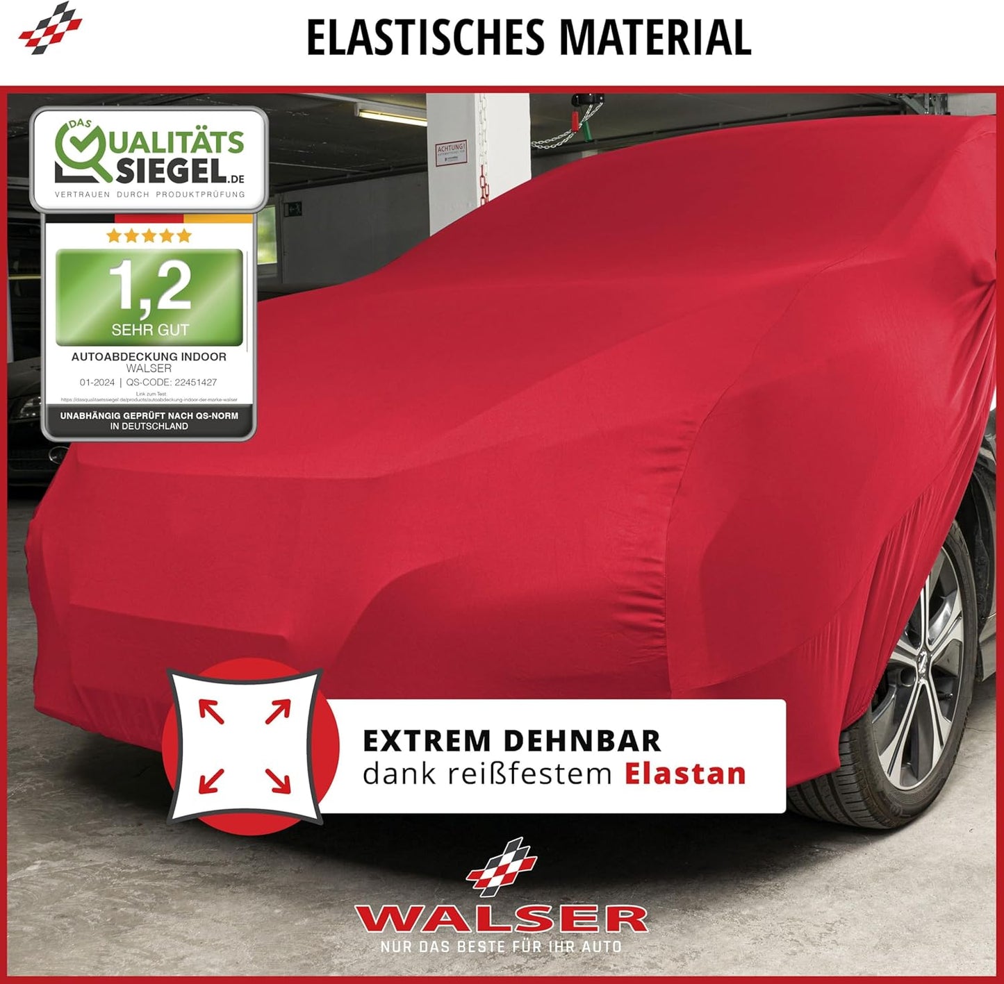 Autoabdeckung Indoor Stretch Plus M, M - rot, PKW