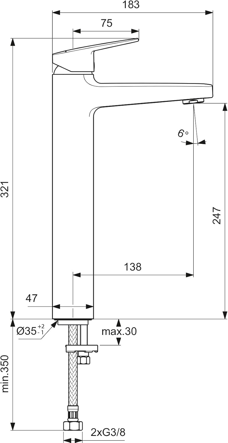 BD236AA Ceraplan - Waschtischarmatur, Auslaufhöhe 247mm|ohne Ablaufgarnitur
