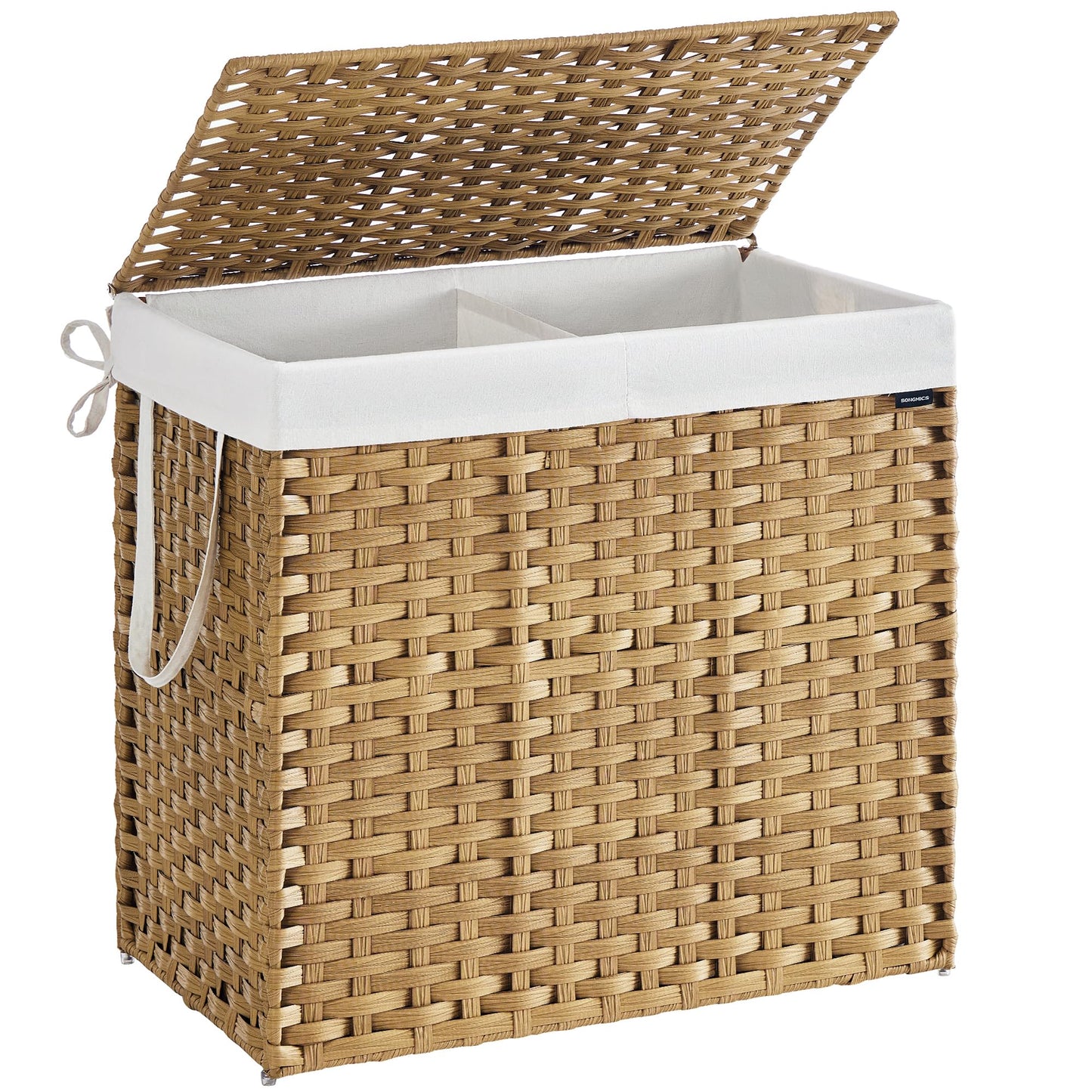 Wäschekorb mit 2 Fächern, Naturfarben 160 L