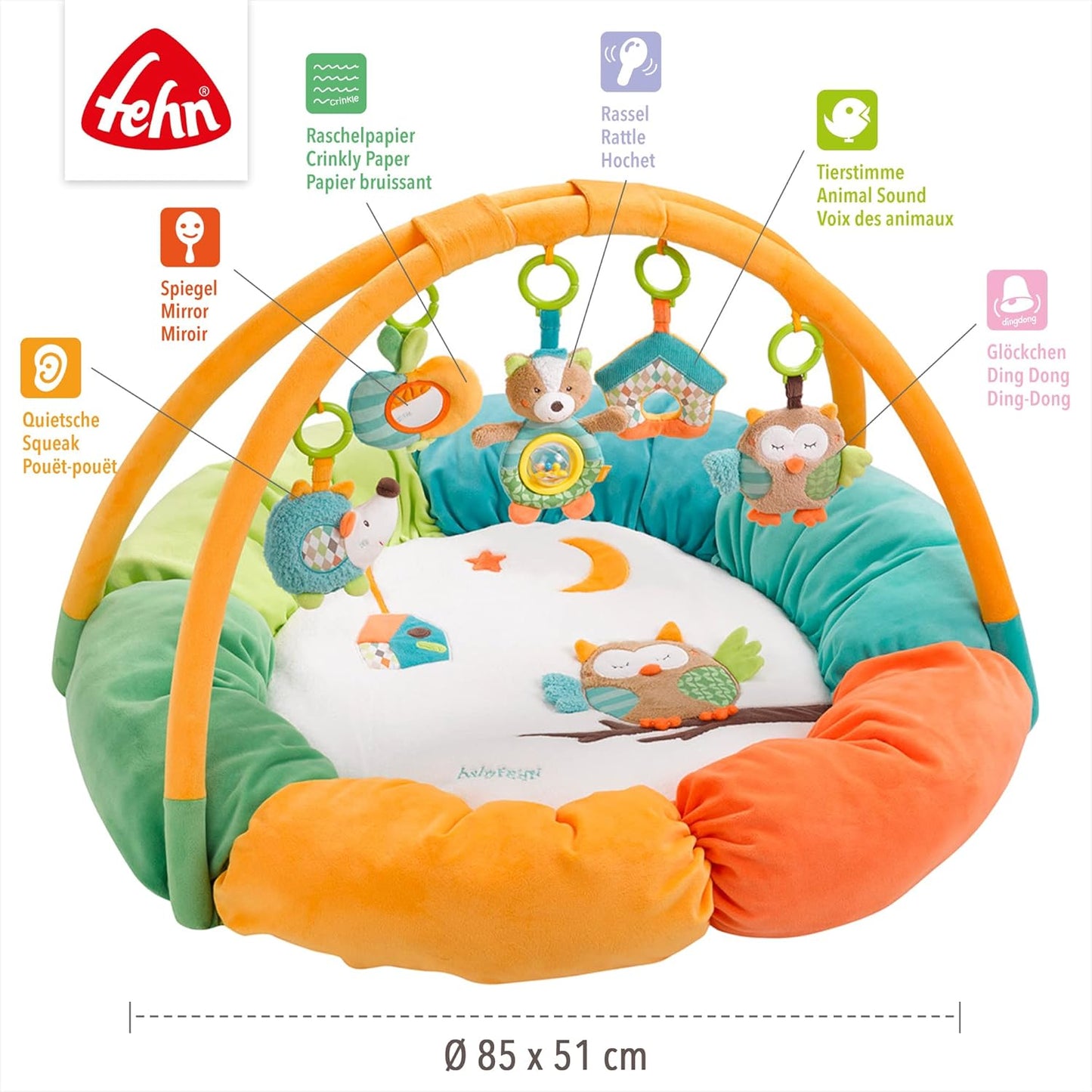 3-D-Activity-Nest Spielbogen Eule mit Spielzeugen, Eule