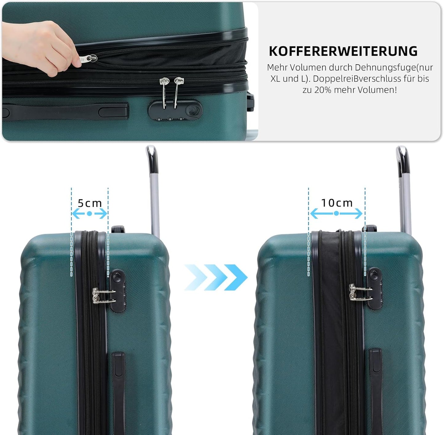 Reisekoffer mit Zahlenschloss, Dunkelgreen / L