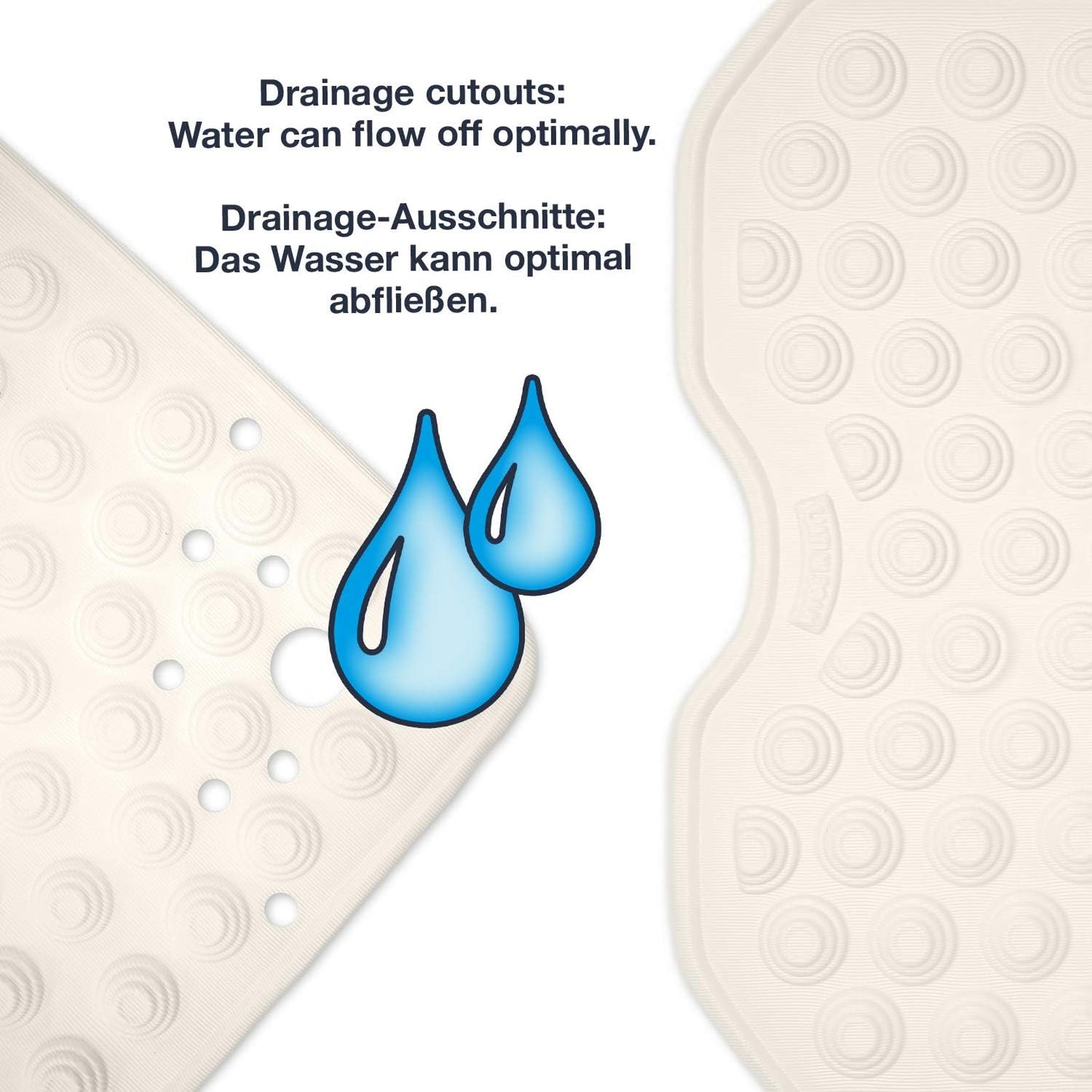 Rutschfeste Duschmatte, 60x60 cm, 60 x 60 cm Creme