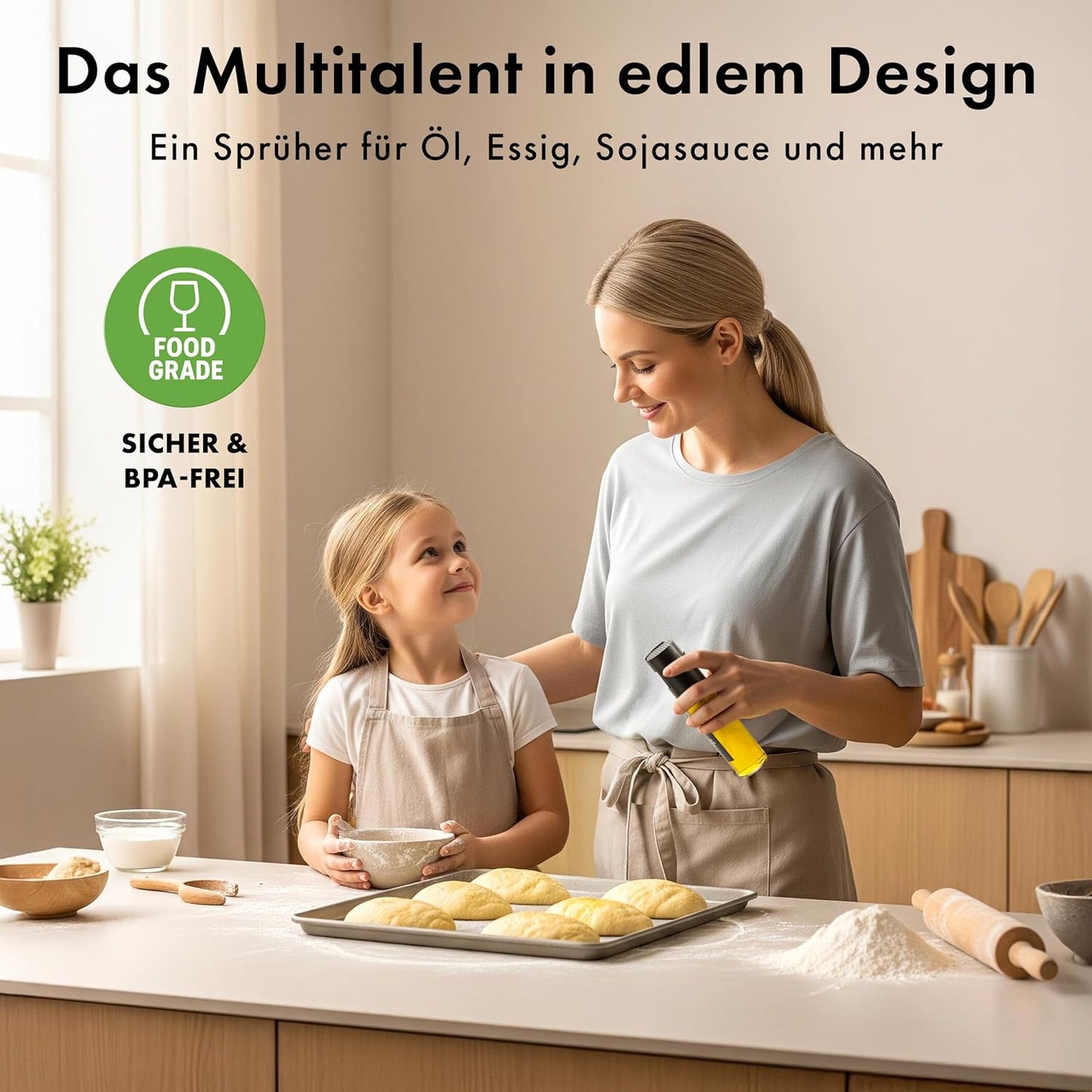 2er-Set Ölsprüher, 2 Pack Schwarzer Deckel mit Glas Flasche