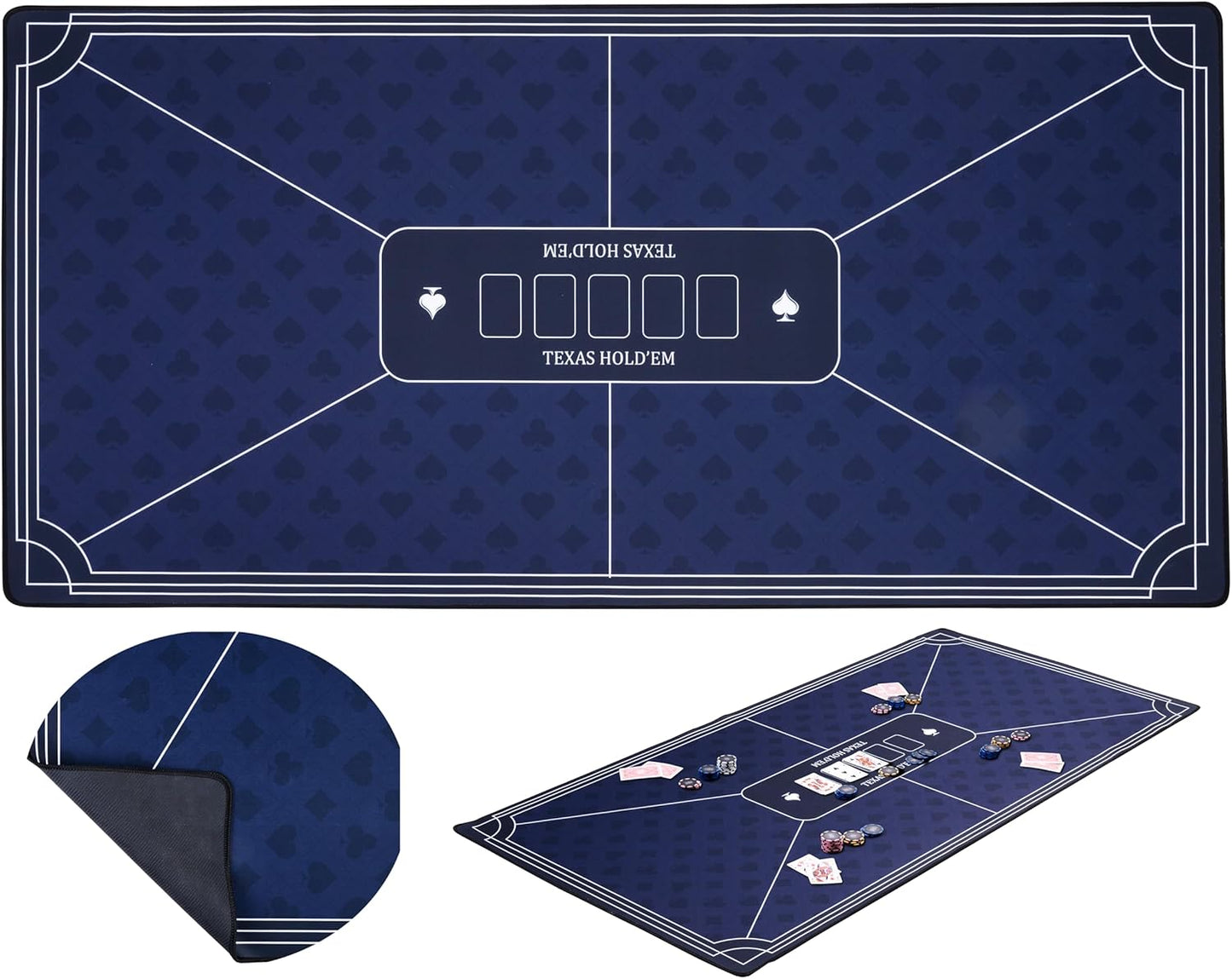 Rutschfeste Pokermatte, Blau 120x60cm