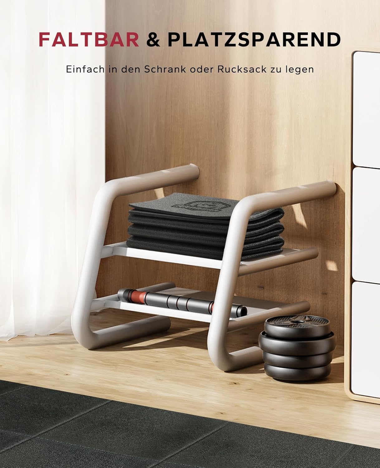 Faltbare Bodenschutzmatte für Fitnessgeräte, Faltbare -200x90cmx5 mm