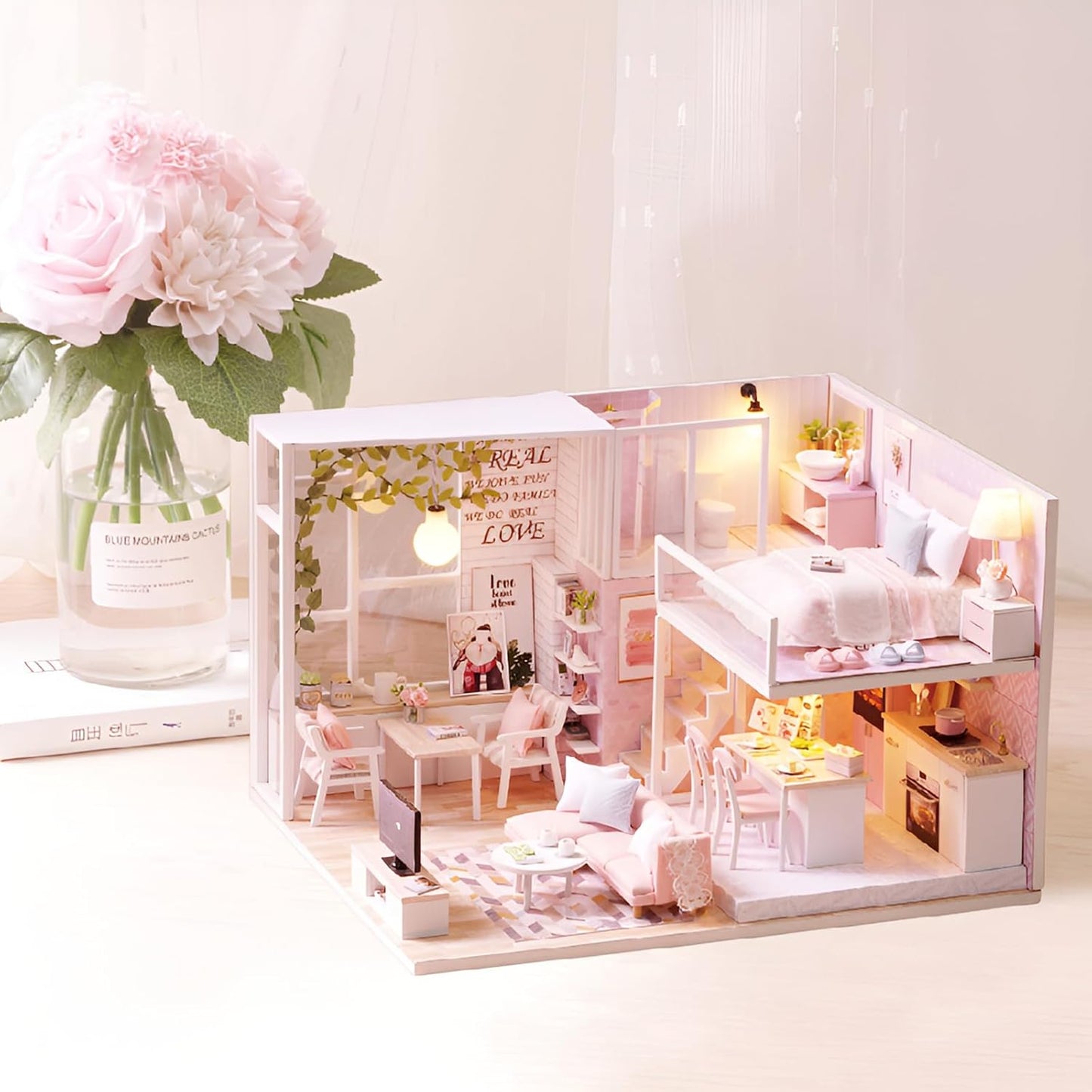 DIY Miniaturmodell-Kit mit LED, Ruhiges Leben