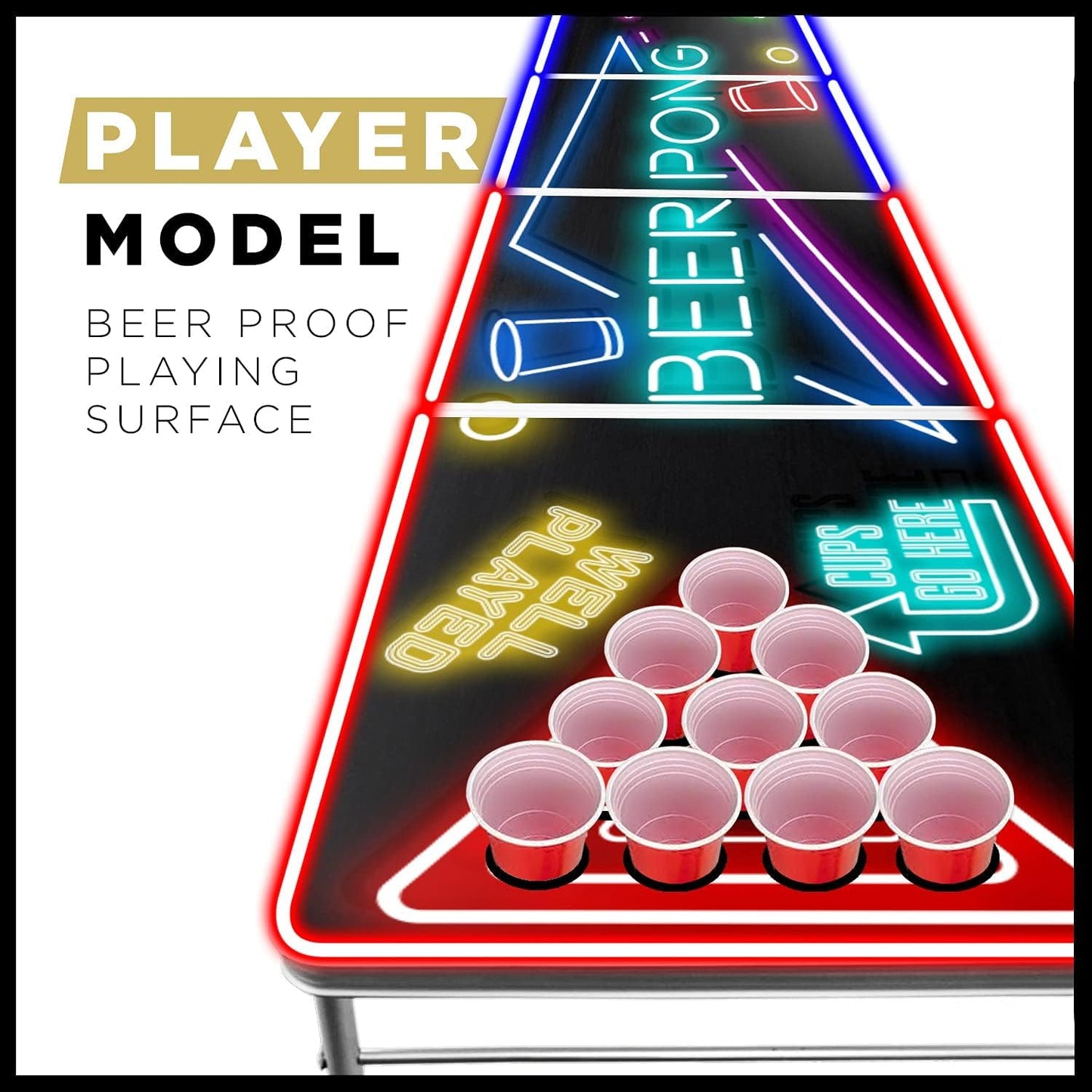 Beer Pong Tisch-Set mit Bechern und Bällen, Tisch + 120 Becher