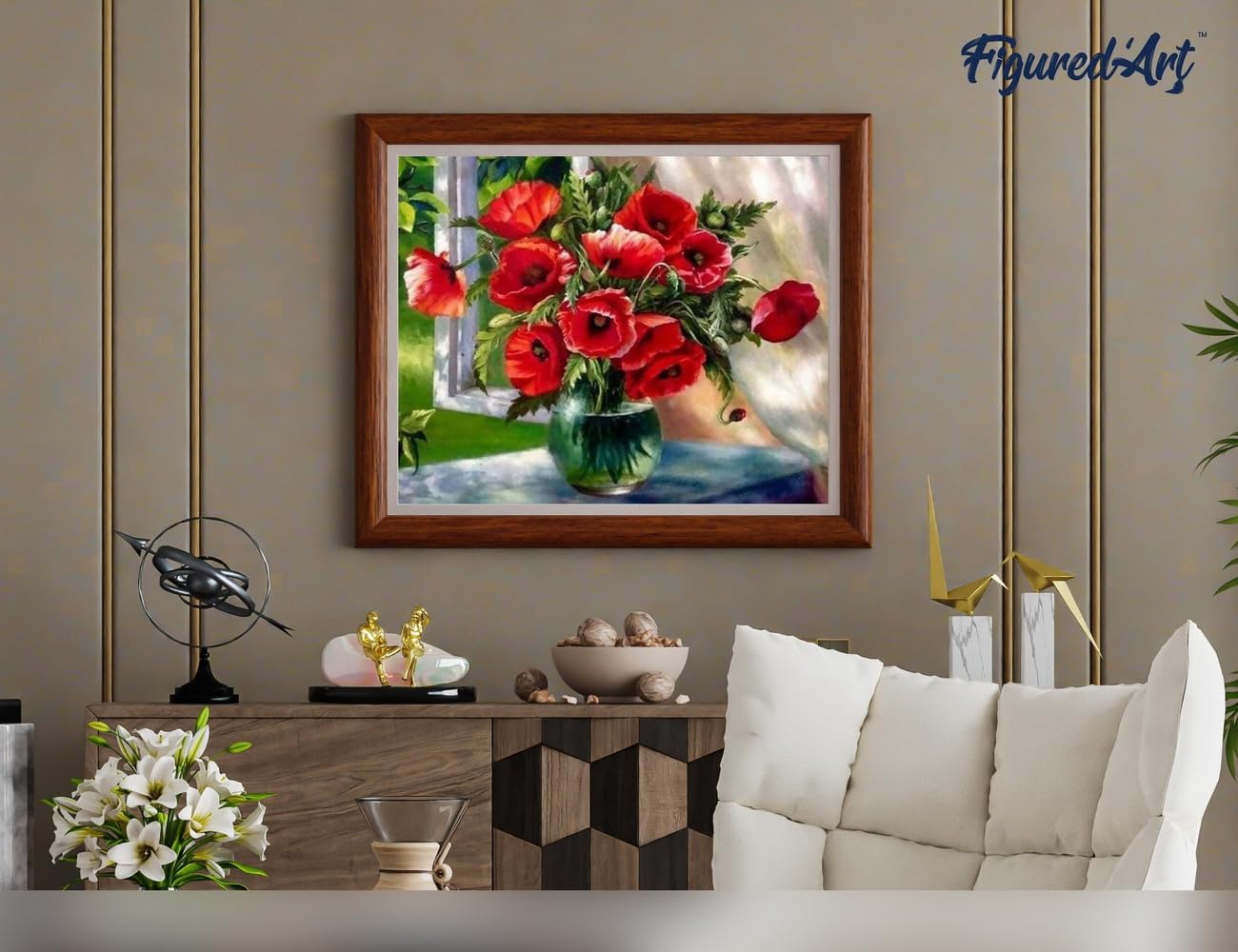 Malen nach Zahlen Set Roter Blumenstrauss, Roter Blumenstrauß 40x50cm Mit Keilrahmen (nicht gespannt)
