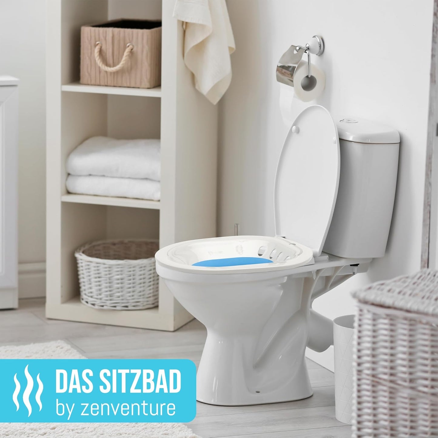 Faltbare Sitzwanne für Dampfbad, Weiß/Blau (Faltbar)