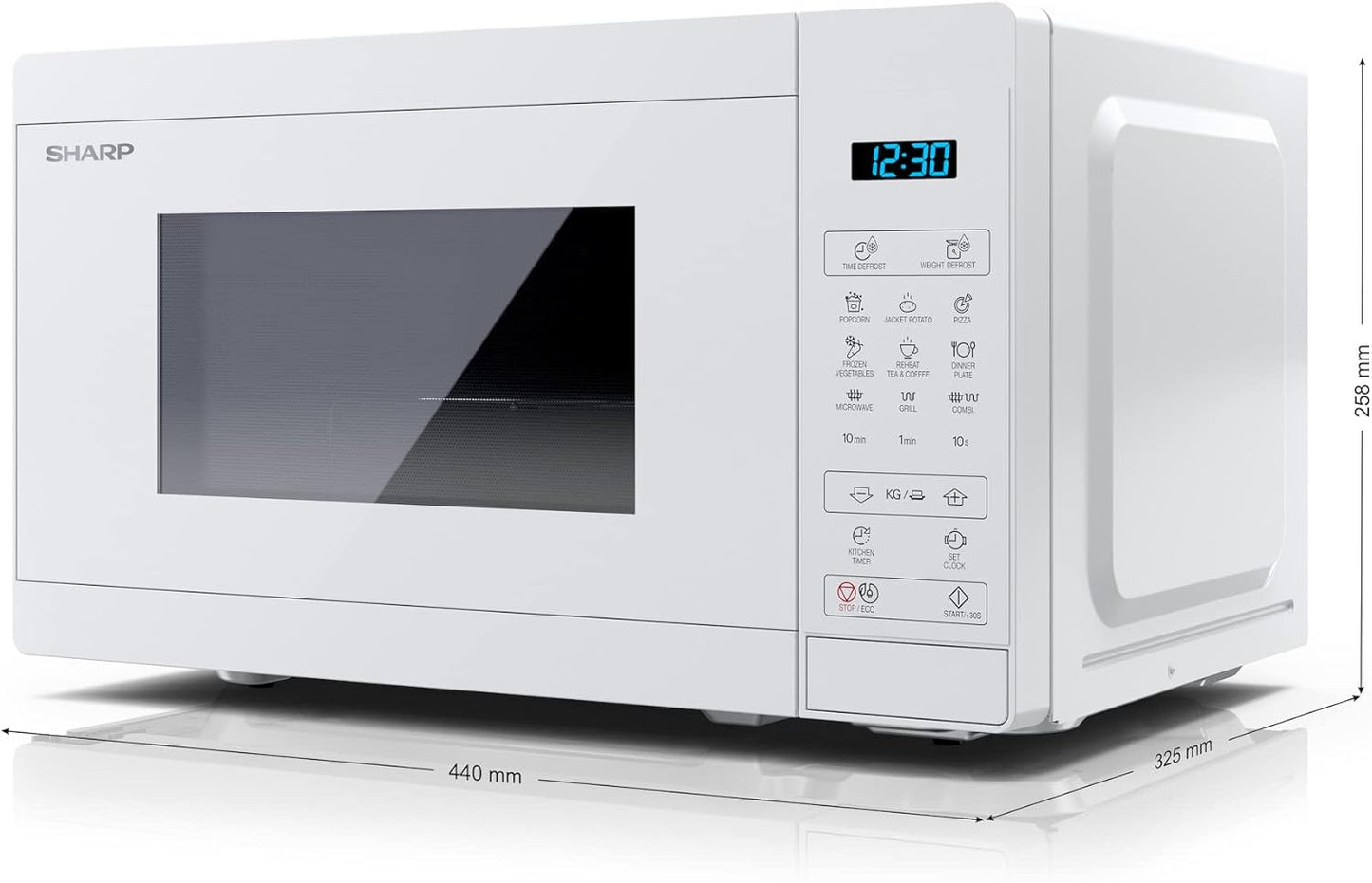 Mikrowelle mit Grill, Kristallweiß 20 Liter, 800W Grill, Digital