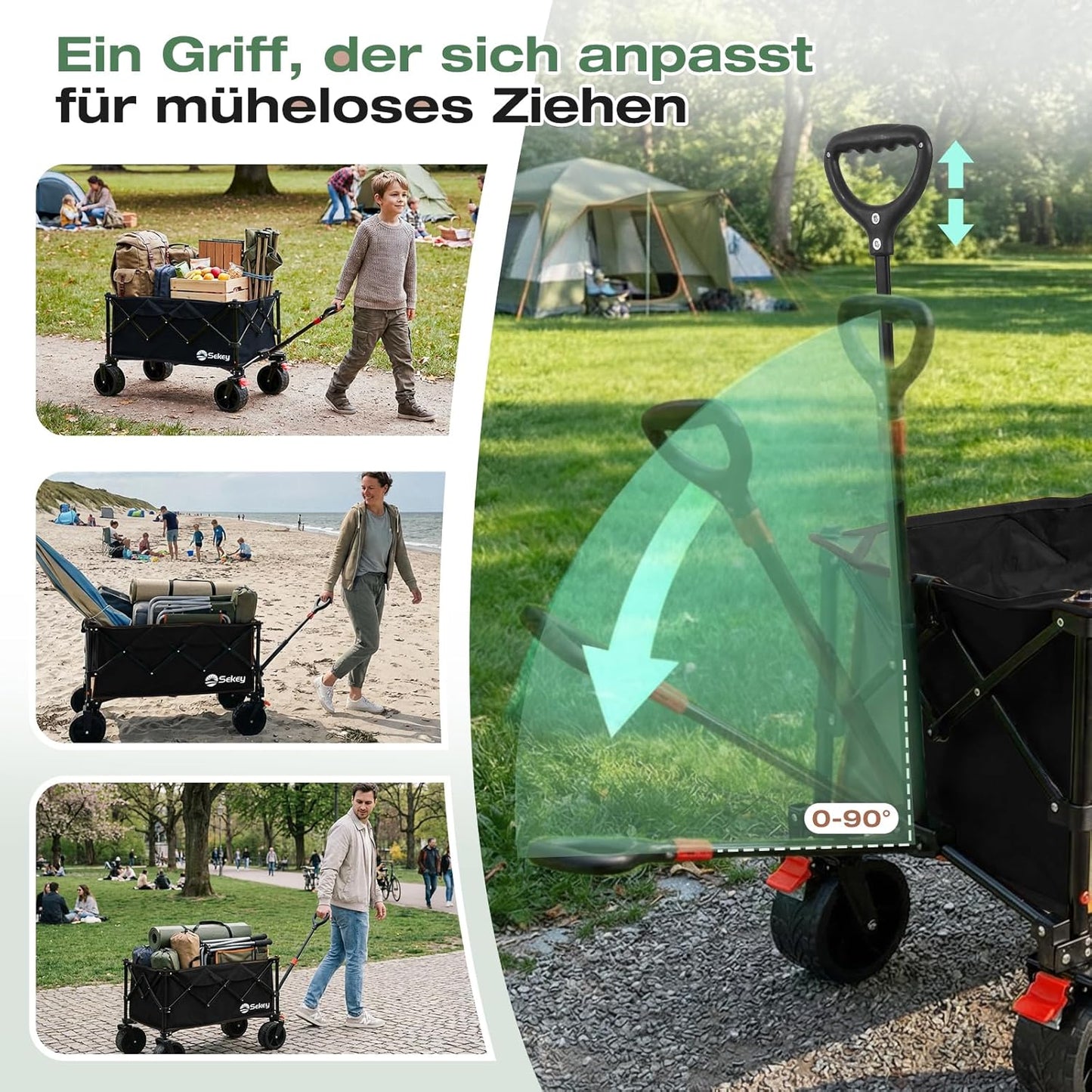Faltbarer Bollerwagen 4031 All Terrain, Schwarz 135L