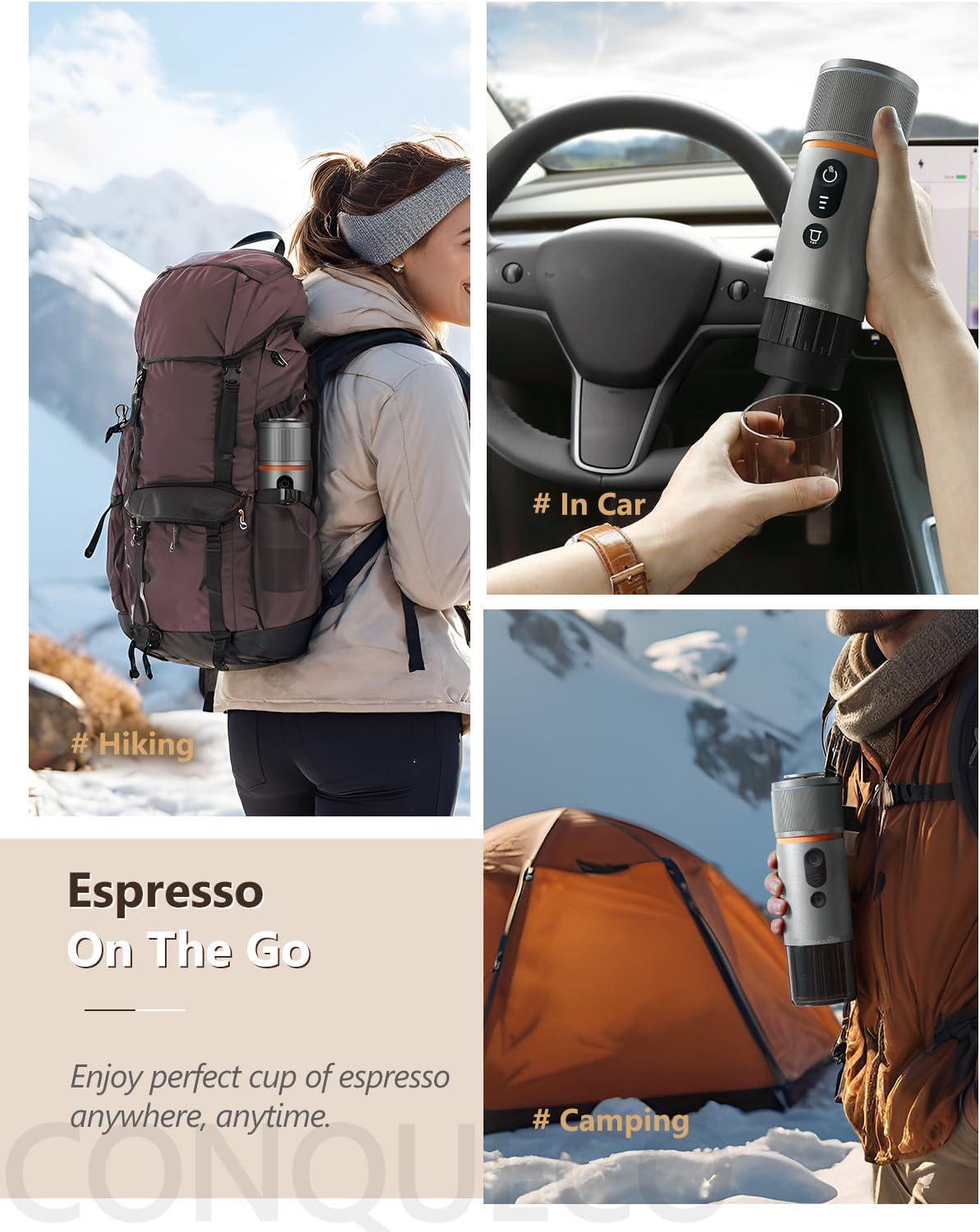 Espressomaschine für Camping, Silber