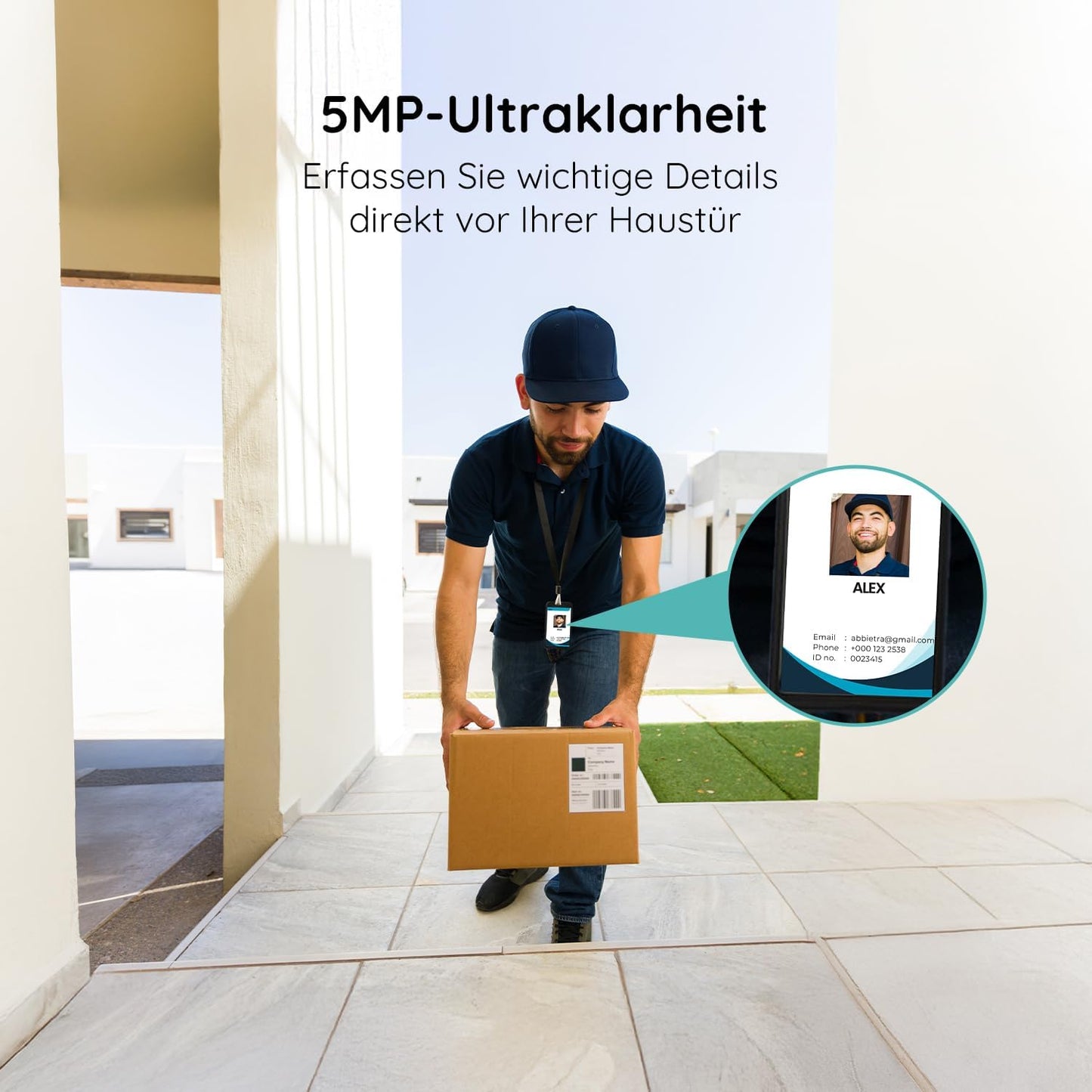 J1X Video Türklingel mit Kamera & Alexa, 2.5k 5mp Video Türklingel Graue