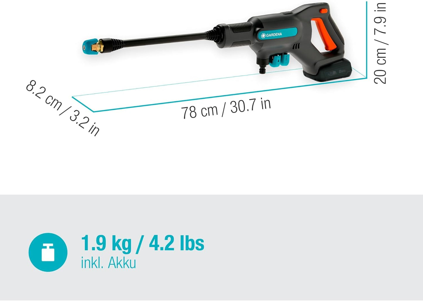 Akku-Mitteldruckreiniger AquaClean 24/18V Set, mit Akku und Zubehör