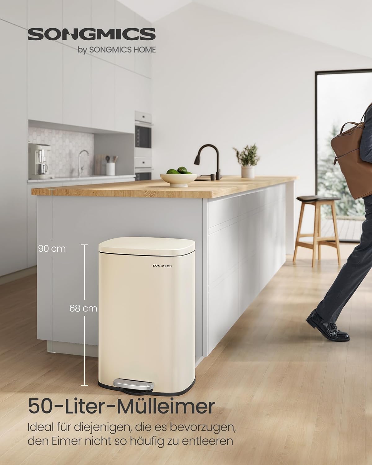 Treteimer LTB050A02 mit Softclose-Deckel, sandbeige 50 L