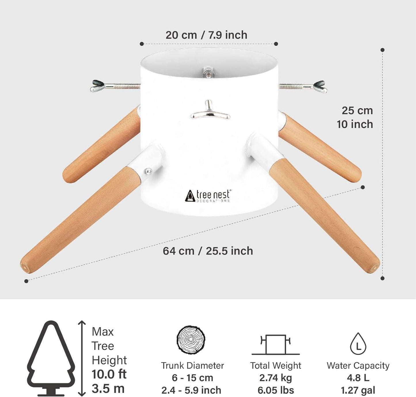 Weihnachtsbaumständer, Weiss, Up to 3,5m, Ф15cm