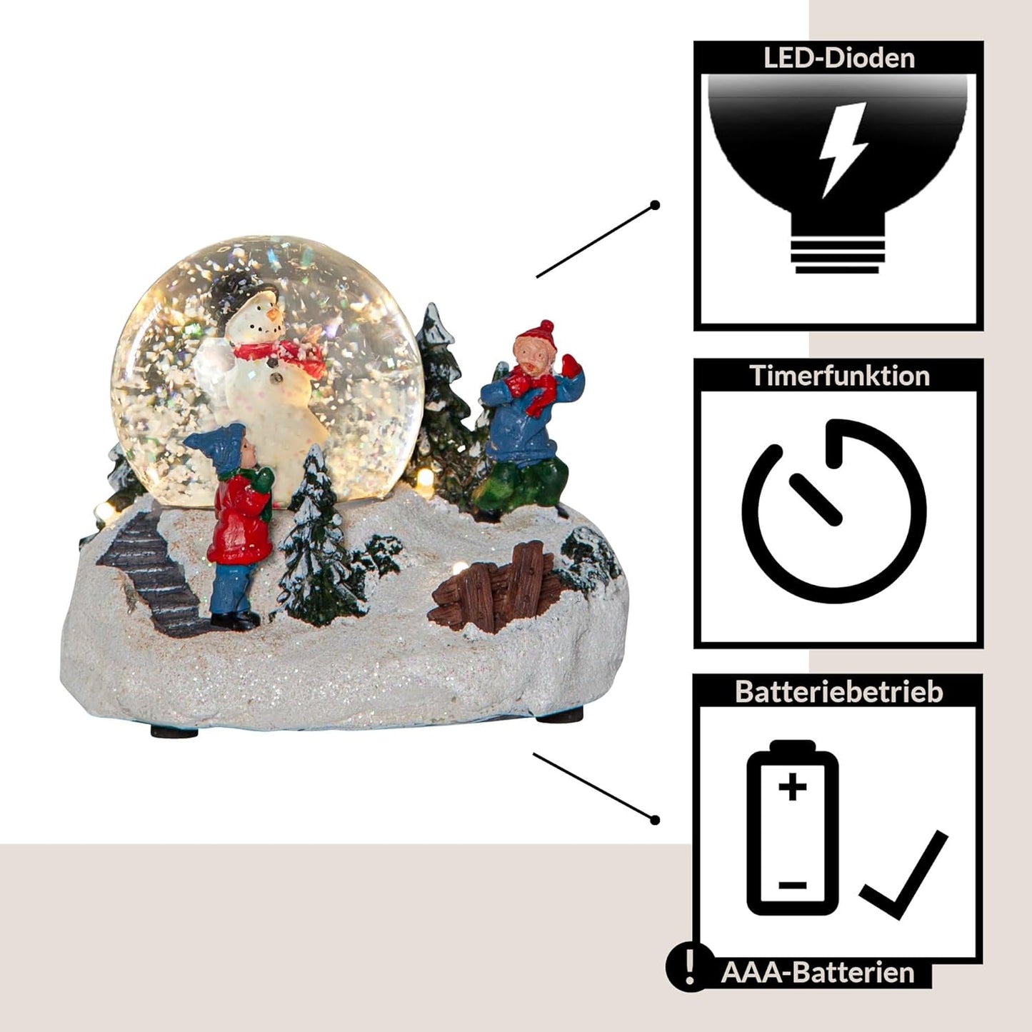 LED Schneekugel mit Timer, Schneekugel