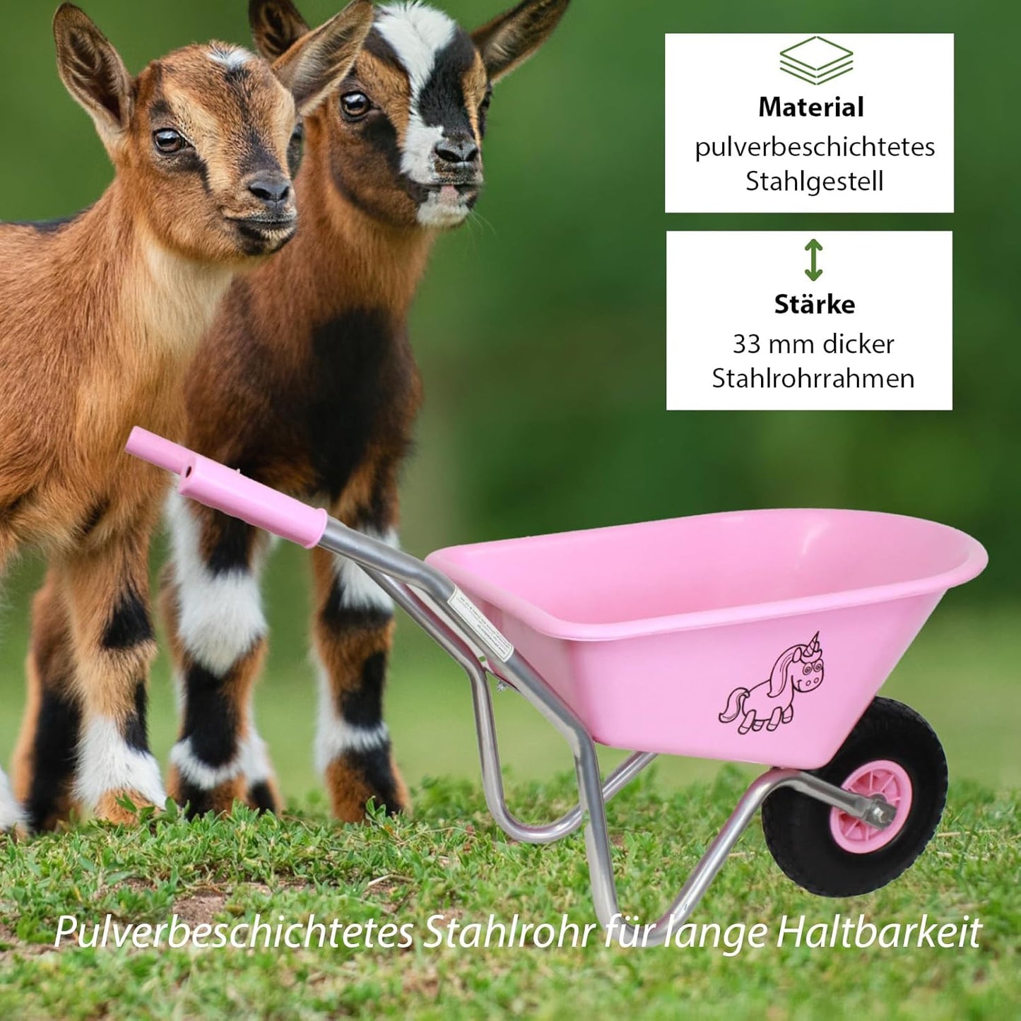 Kinderschubkarre Einhorn (40 kg Traglast), Einhorn | Rosa