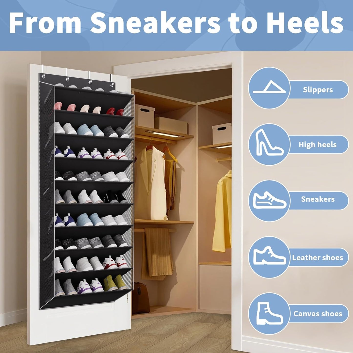 Hängender Schuh-Organizer, Schwarz
