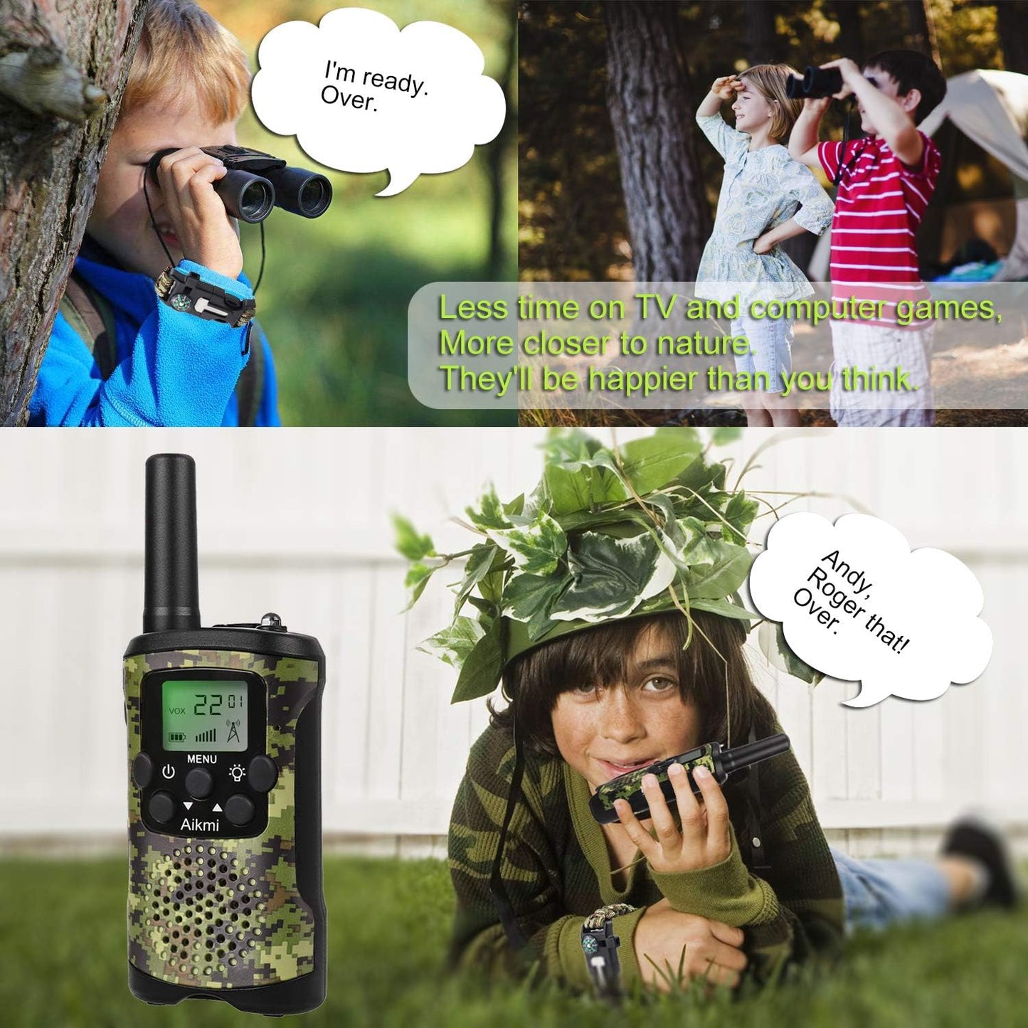 Walkie Talkies für Kinder, Grüne Tarnfarbe