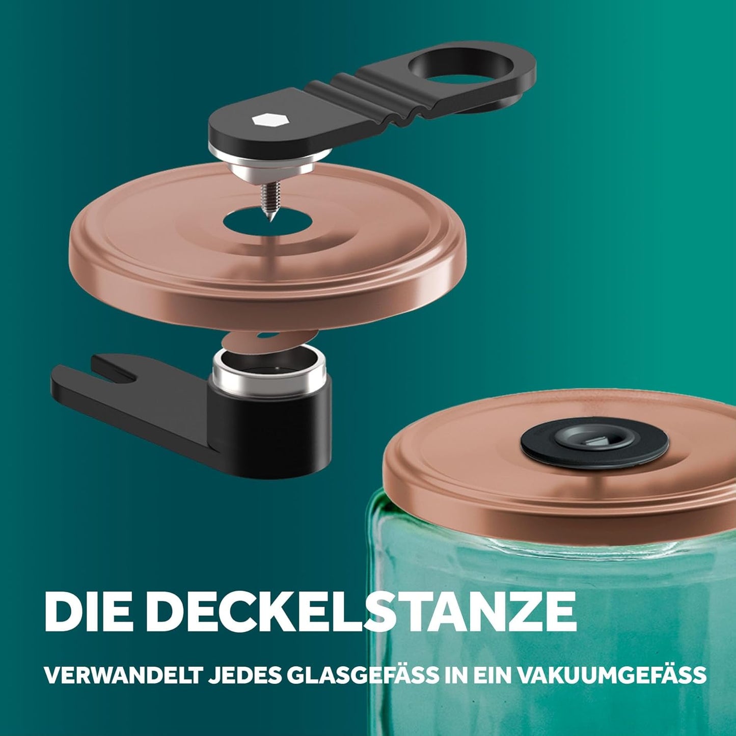 Vakuum-Pumpe-Set für Flaschen & Einmachgläser, Schwarz