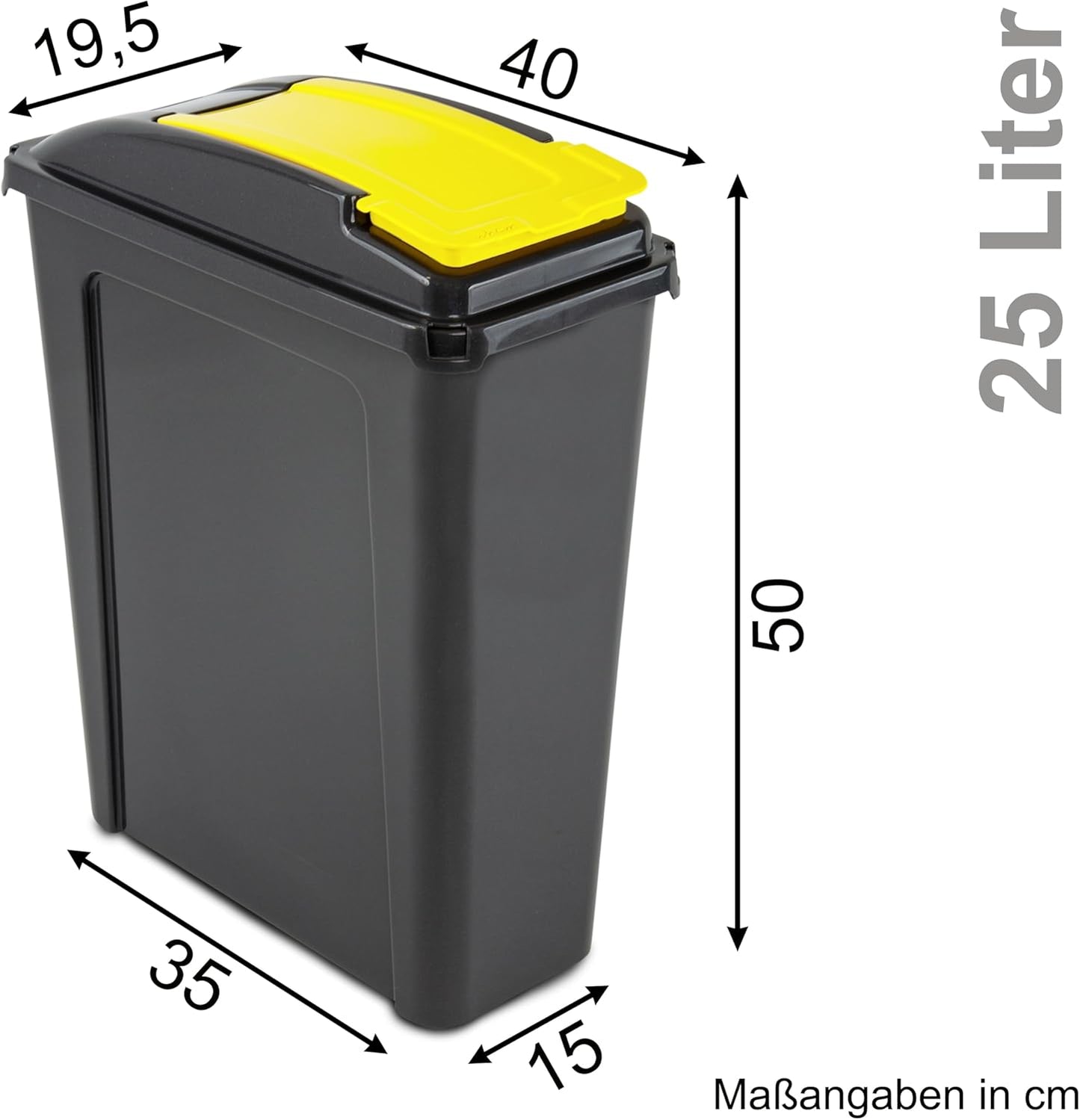 Mülltonne mit Deckel, Gelb 25 Liter