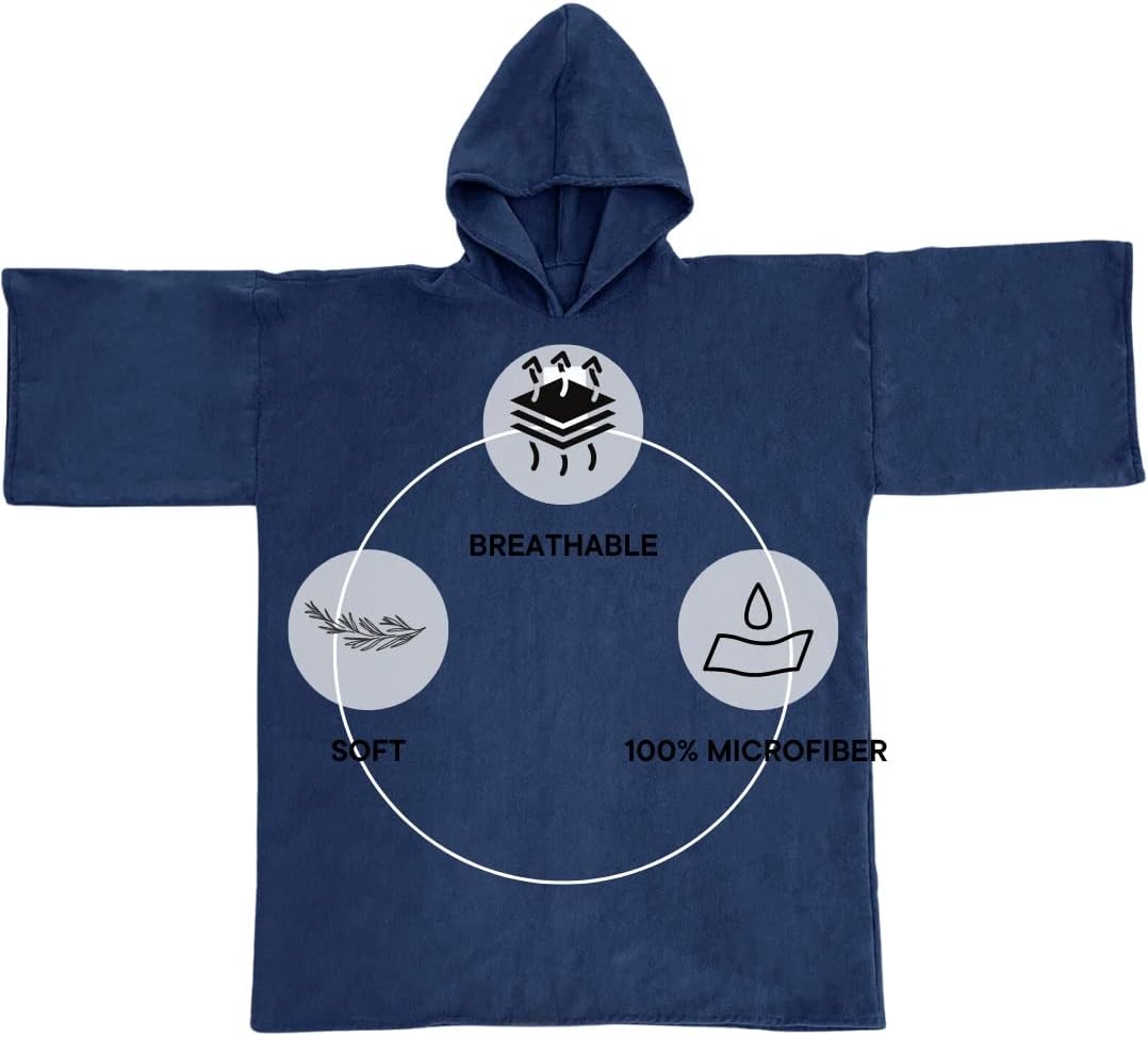 Handtuch-Poncho mit Kapuze, Einheitsgrösse Marineblau