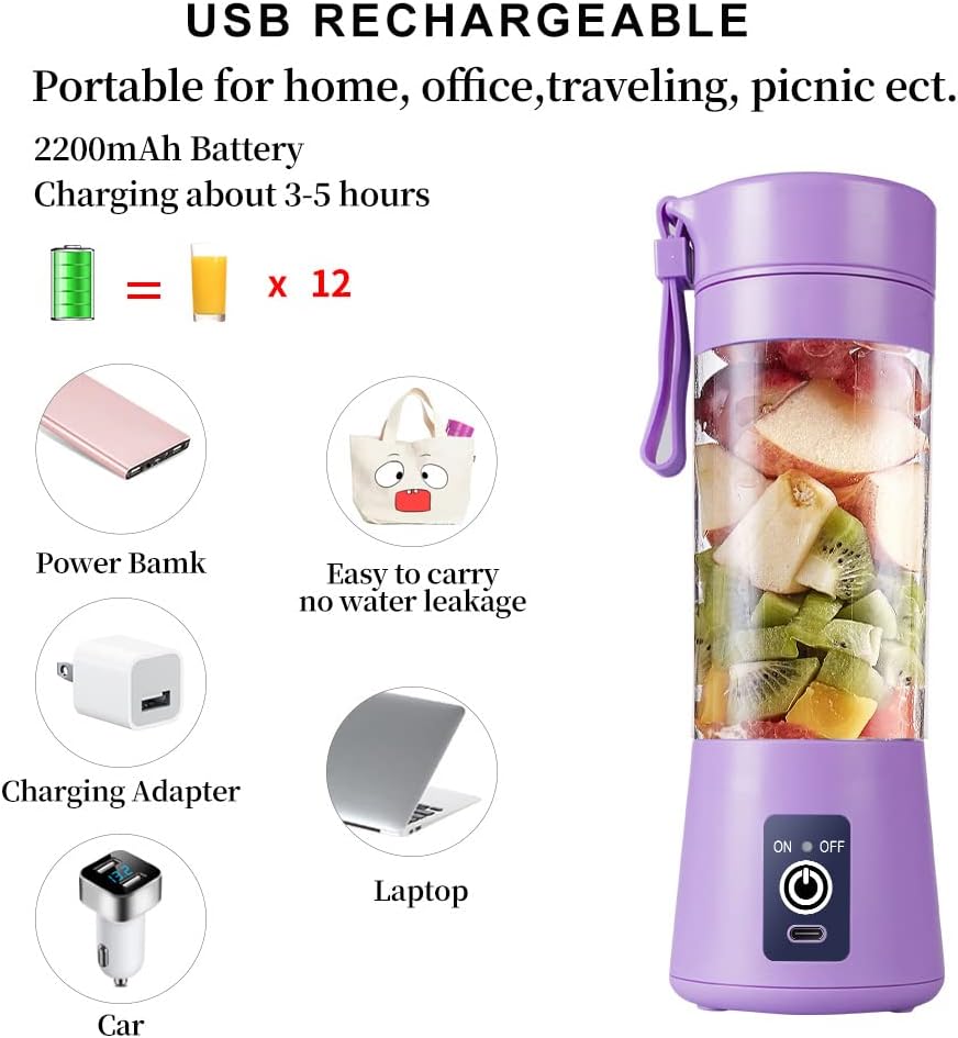 Tragbarer USB-Smoothie-Mixer, Helles Lila