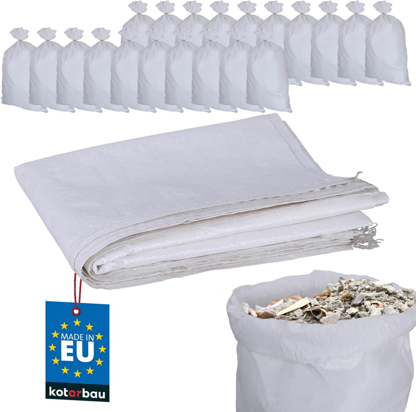 20er-Set Gewebesack, 20er Set 65x105cm Weiß