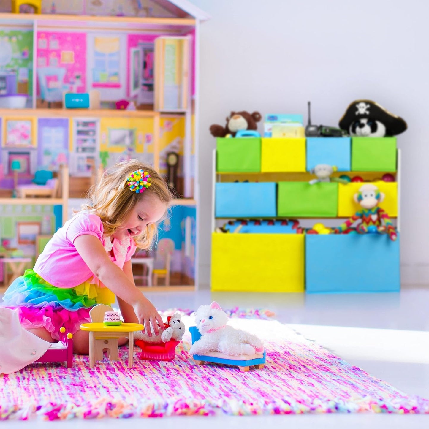 Kinderregal mit Meerjungfrau-Motiv und 9 Boxen, Bunt